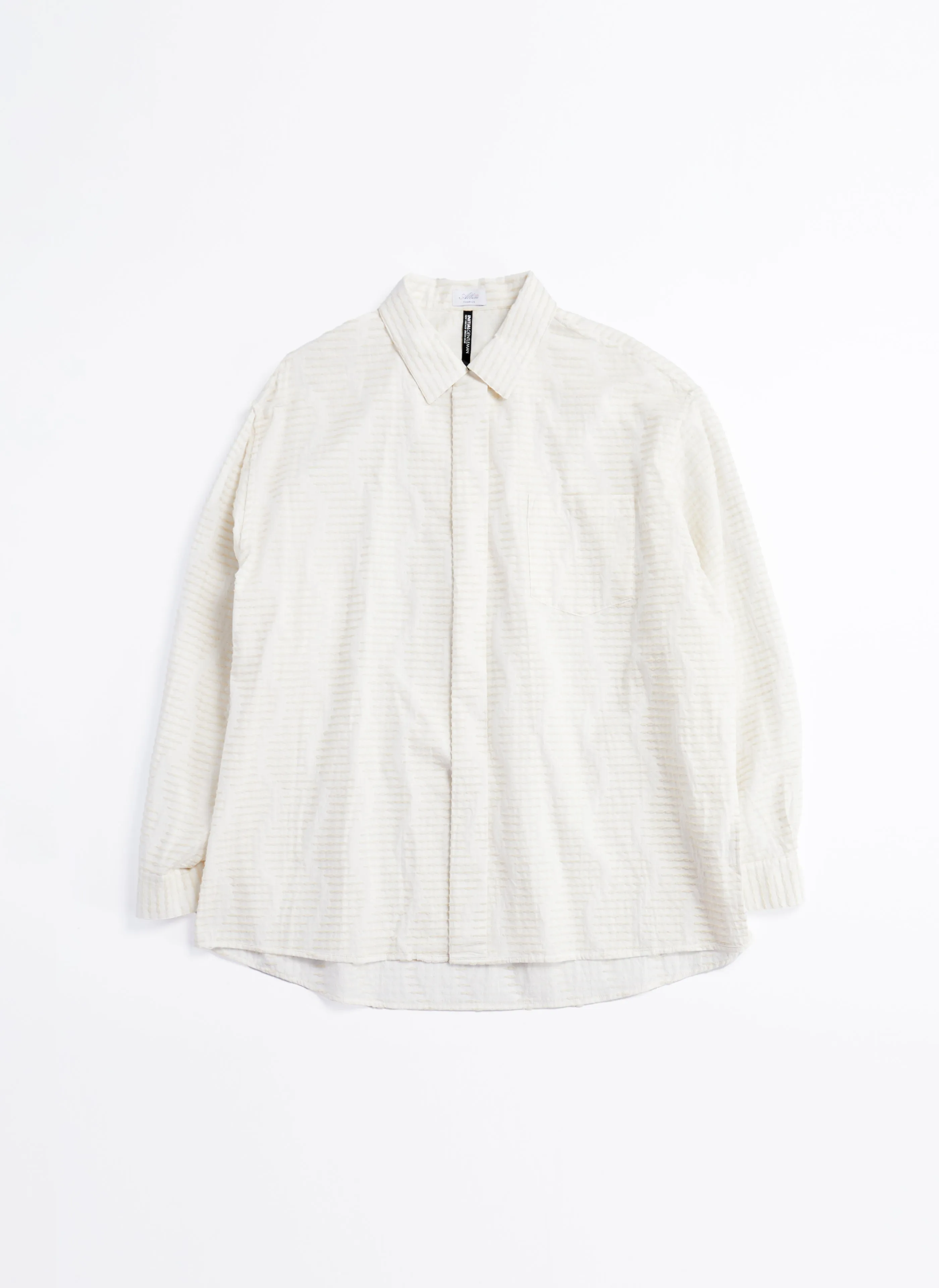 Albini Cotton Jacquard Long Sleeve Open Collar Shirt
