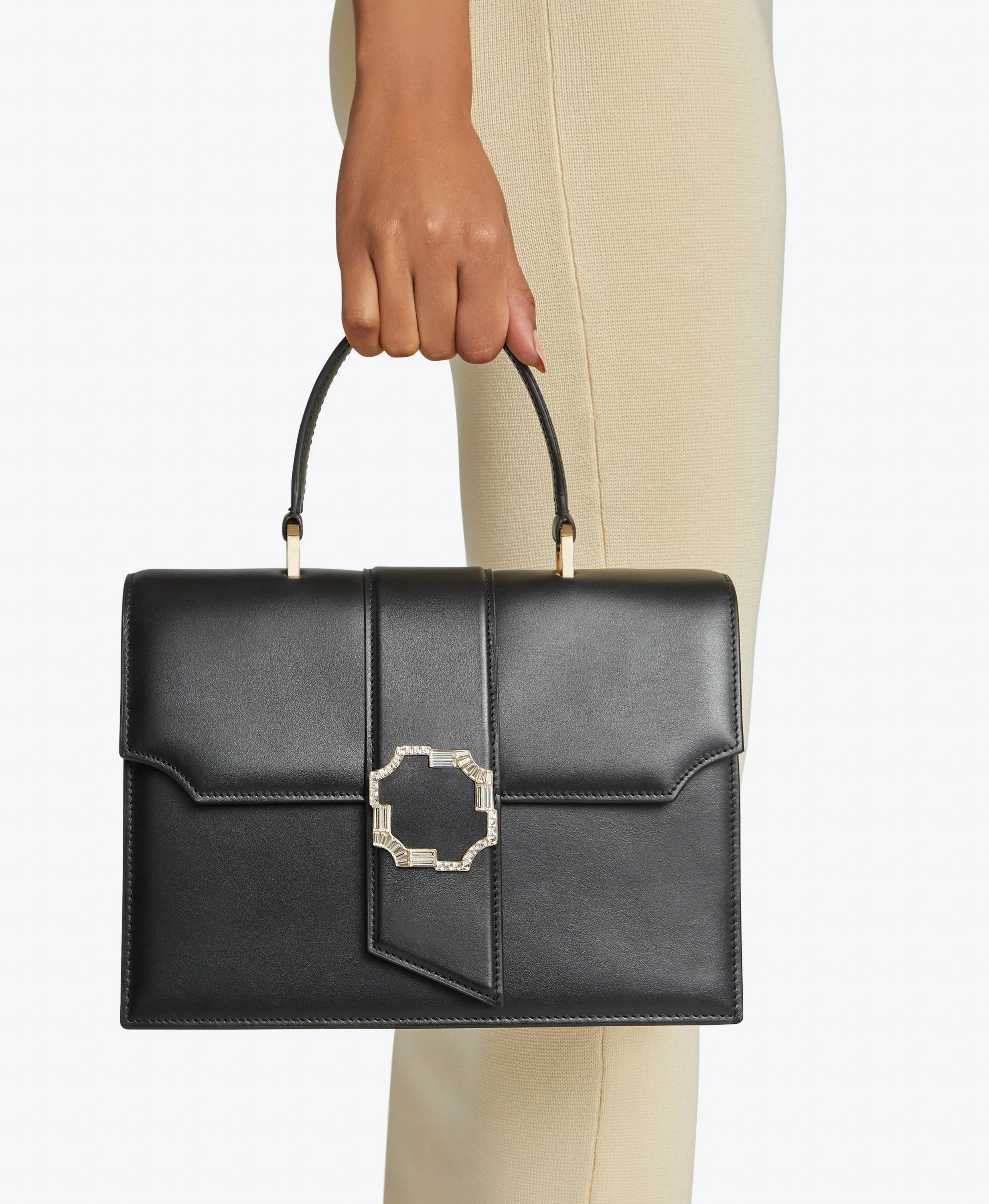 Audrey Black Leather Handbag