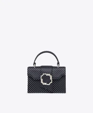 Audrey Black Polka Dot Satin Mini Handbag