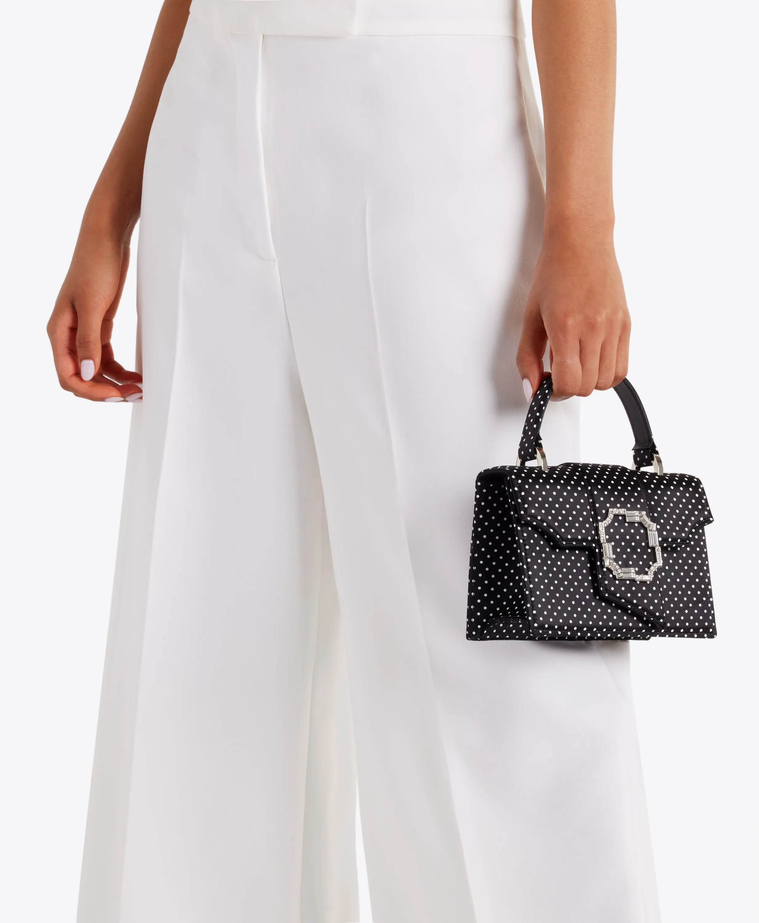 Audrey Black Polka Dot Satin Mini Handbag
