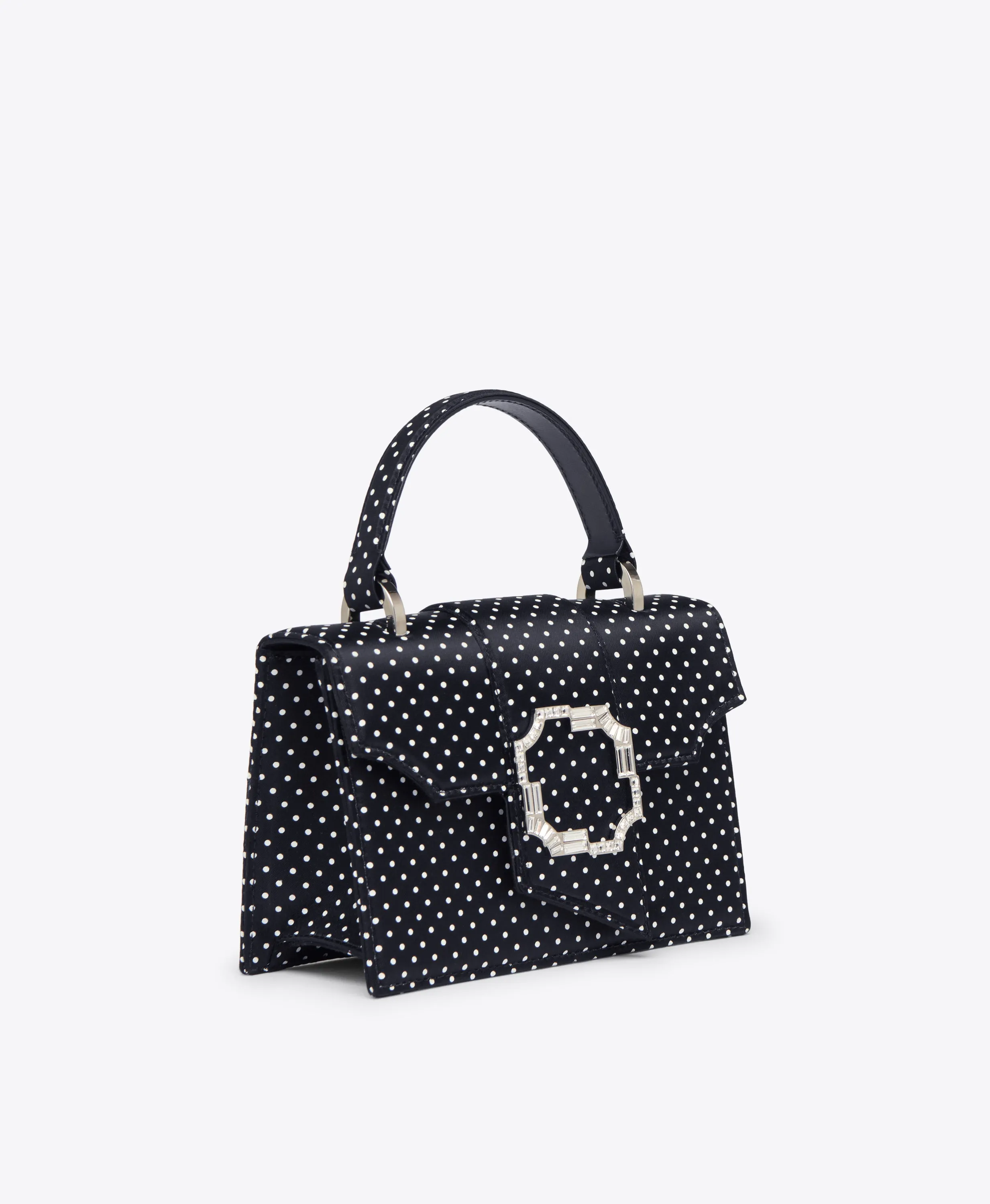 Audrey Black Polka Dot Satin Mini Handbag