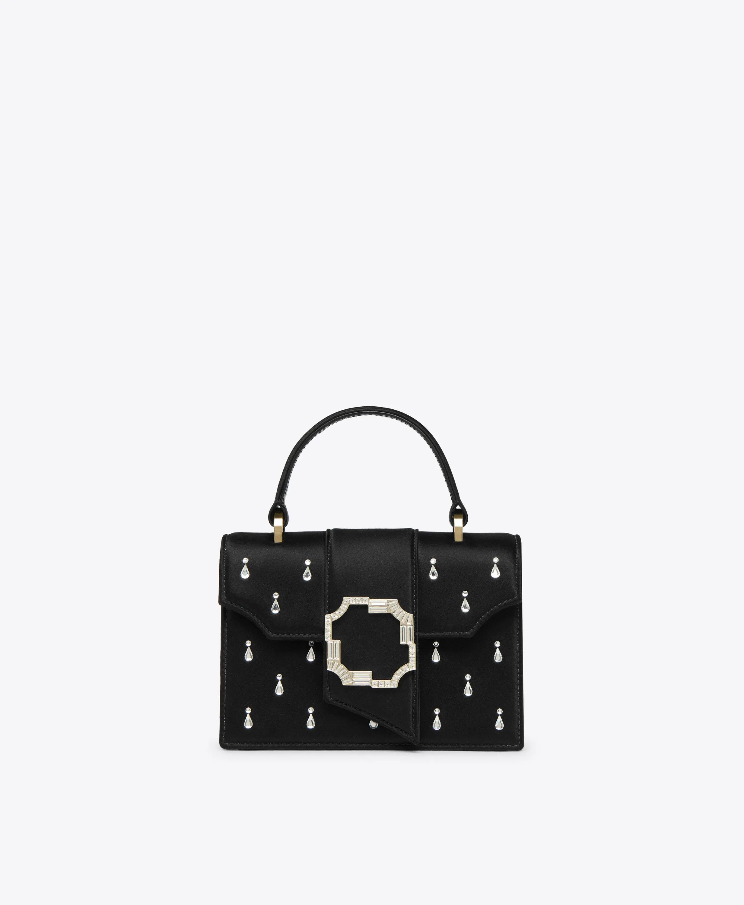 Audrey Black Satin Embellished Mini Handbag