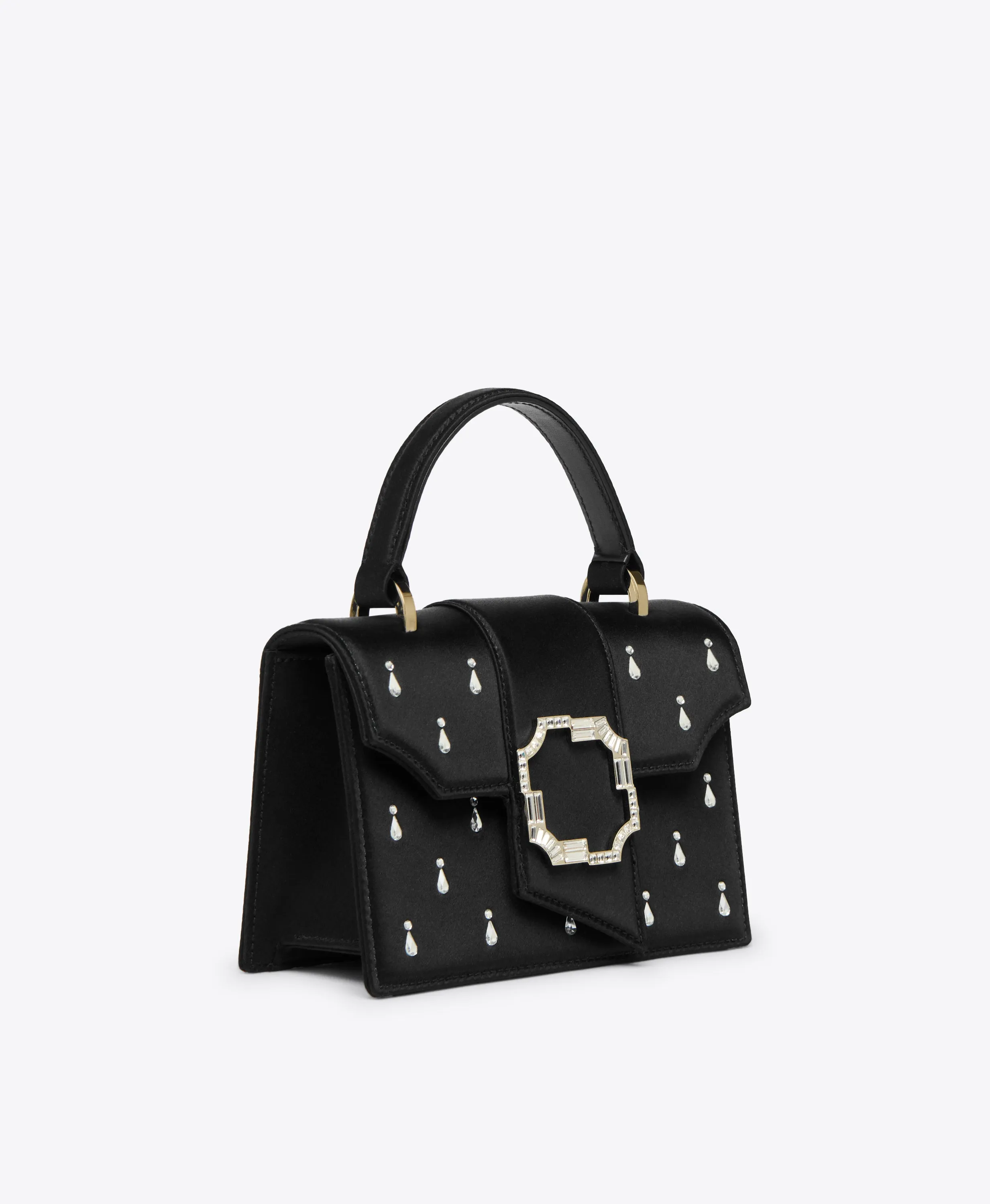 Audrey Black Satin Embellished Mini Handbag