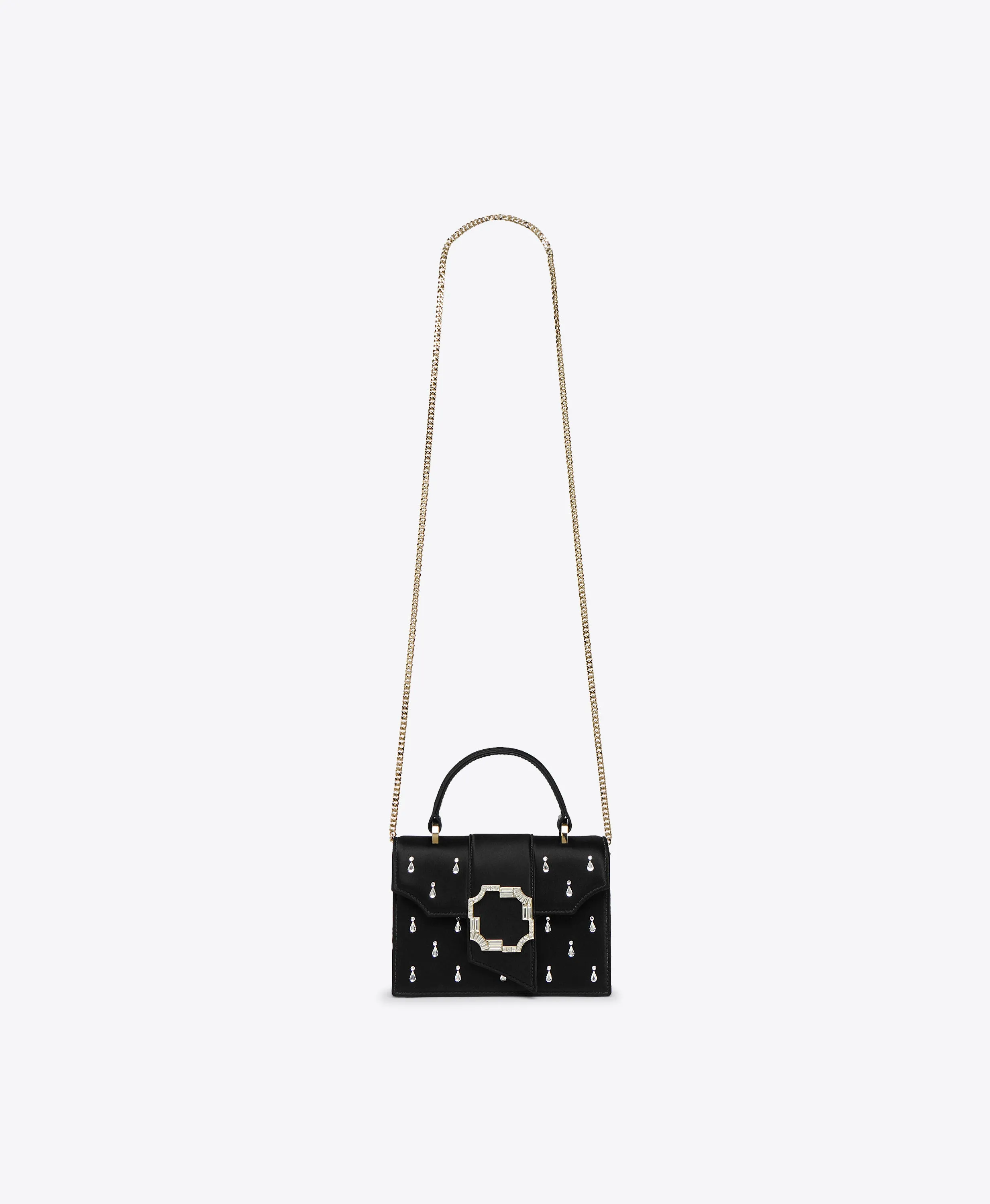 Audrey Black Satin Embellished Mini Handbag
