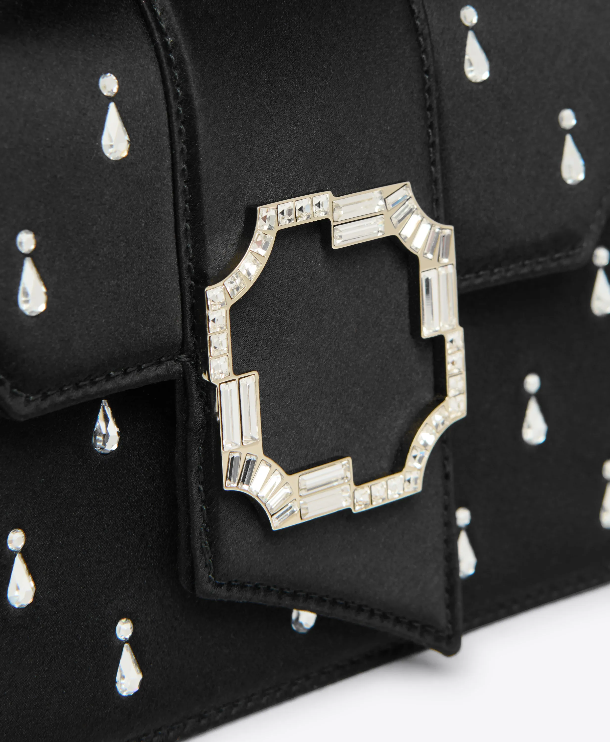 Audrey Black Satin Embellished Mini Handbag