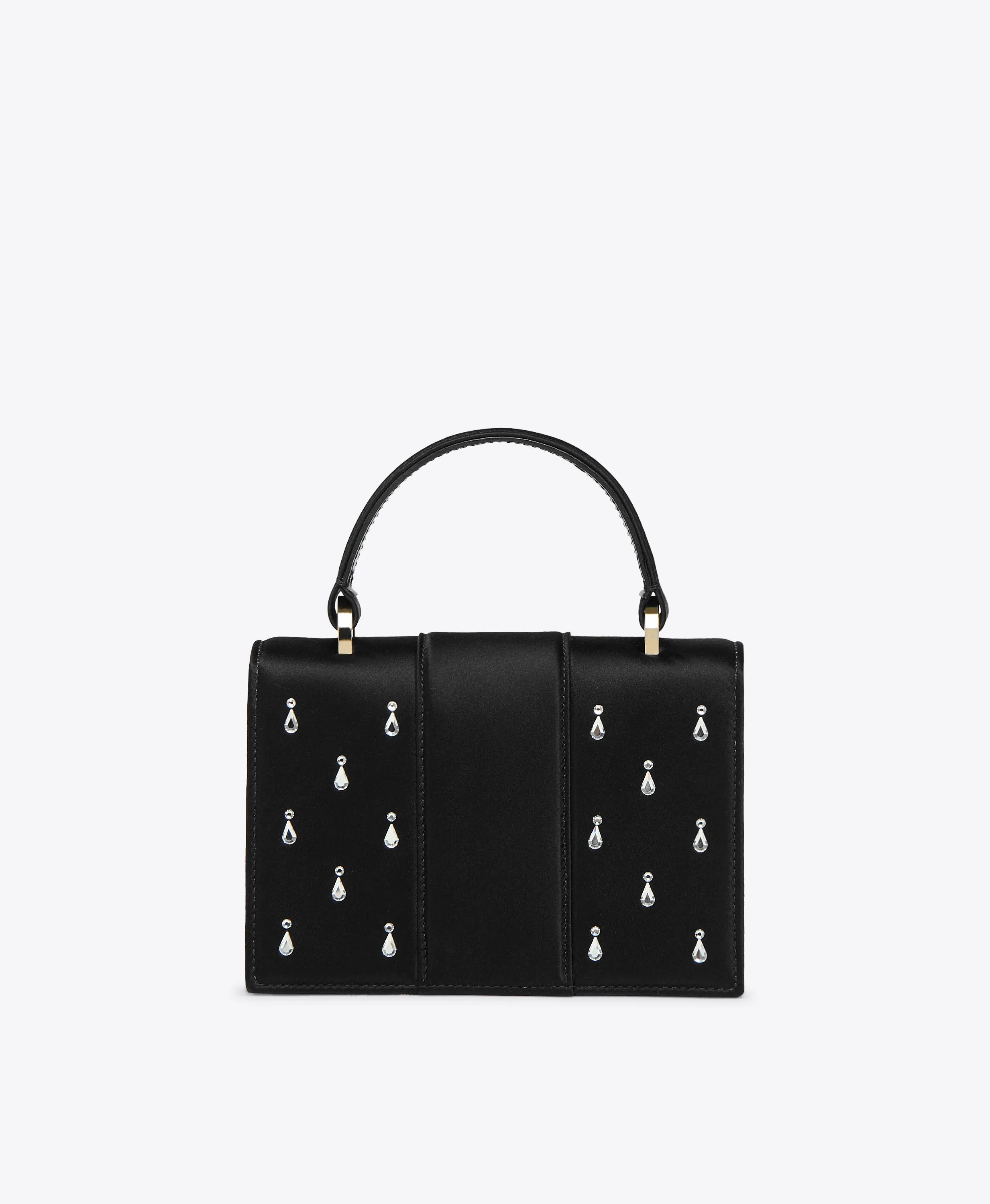 Audrey Black Satin Embellished Mini Handbag