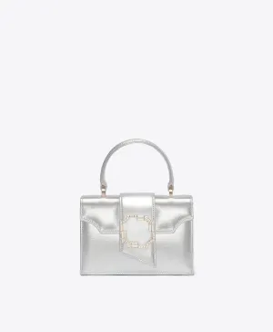 Audrey Silver Leather Mini Handbag