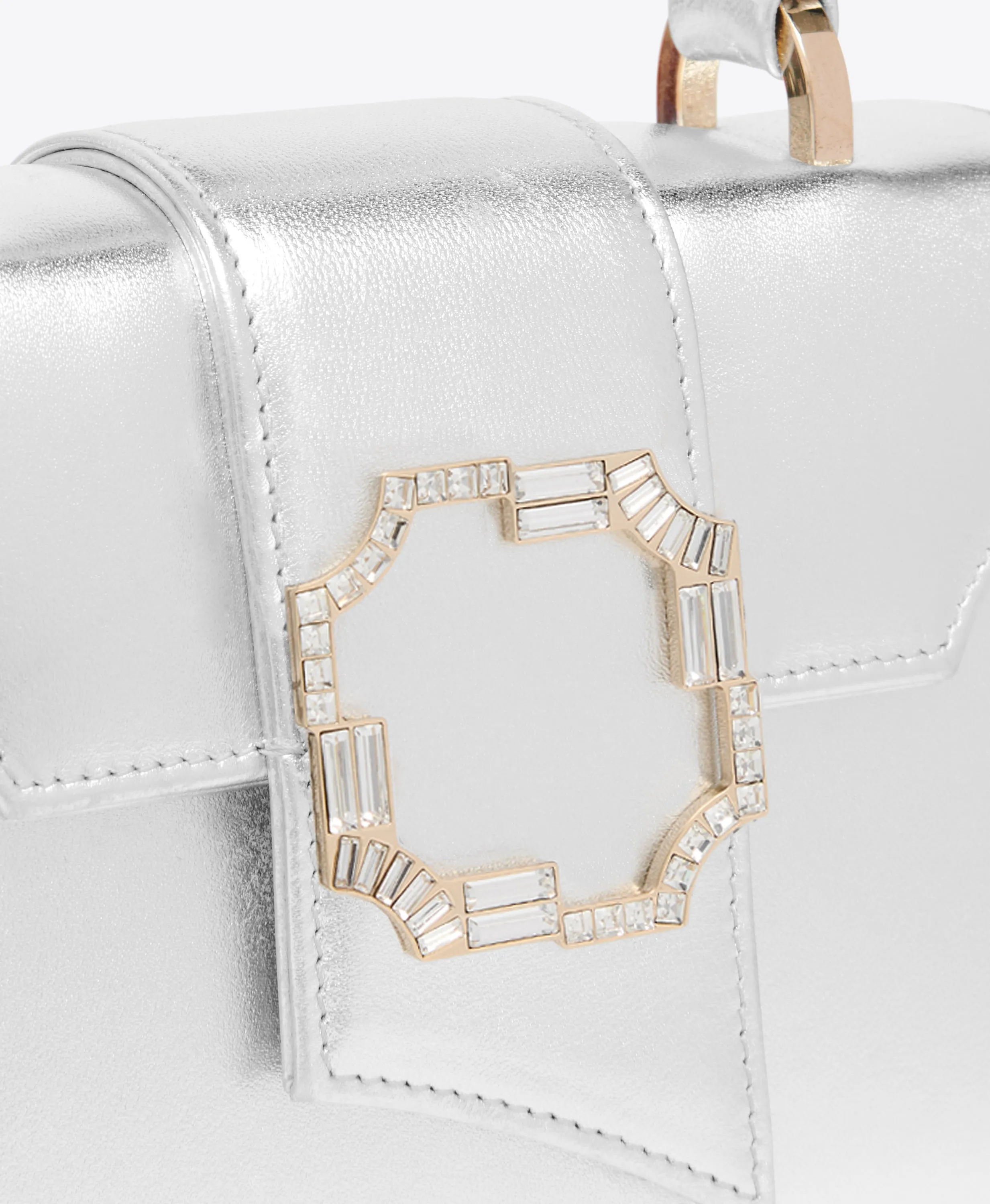 Audrey Silver Leather Mini Handbag