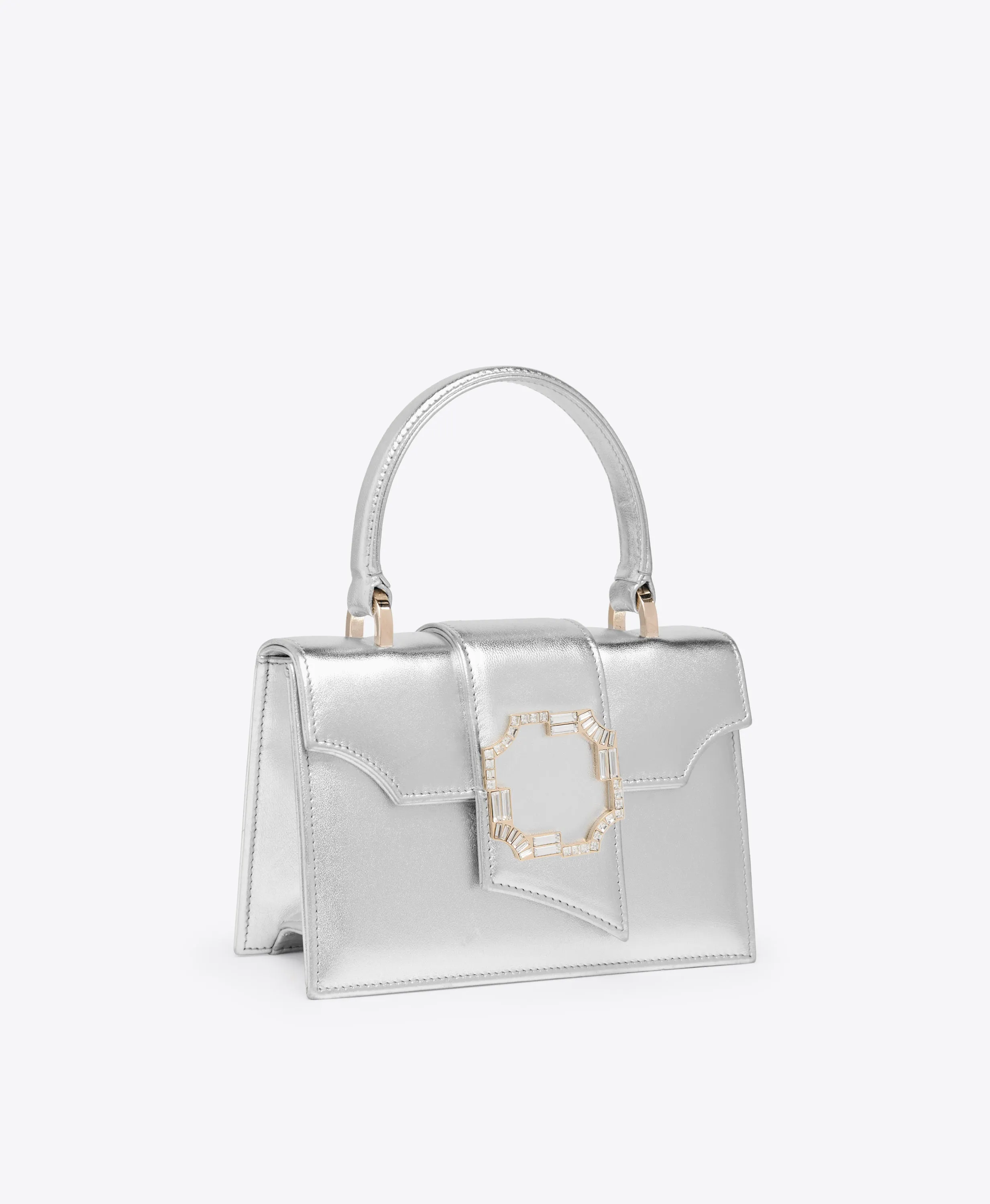 Audrey Silver Leather Mini Handbag