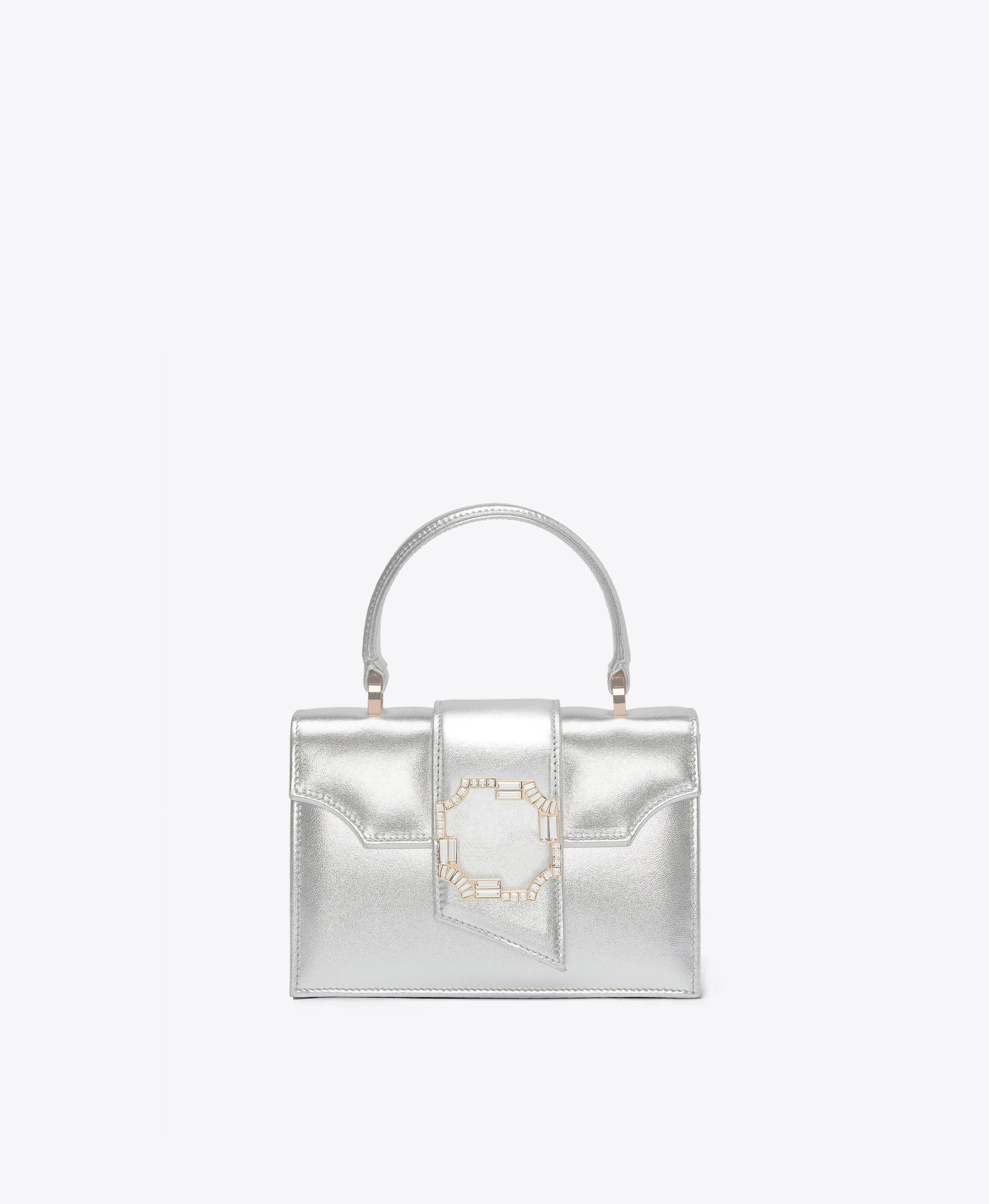 Audrey Silver Leather Mini Handbag
