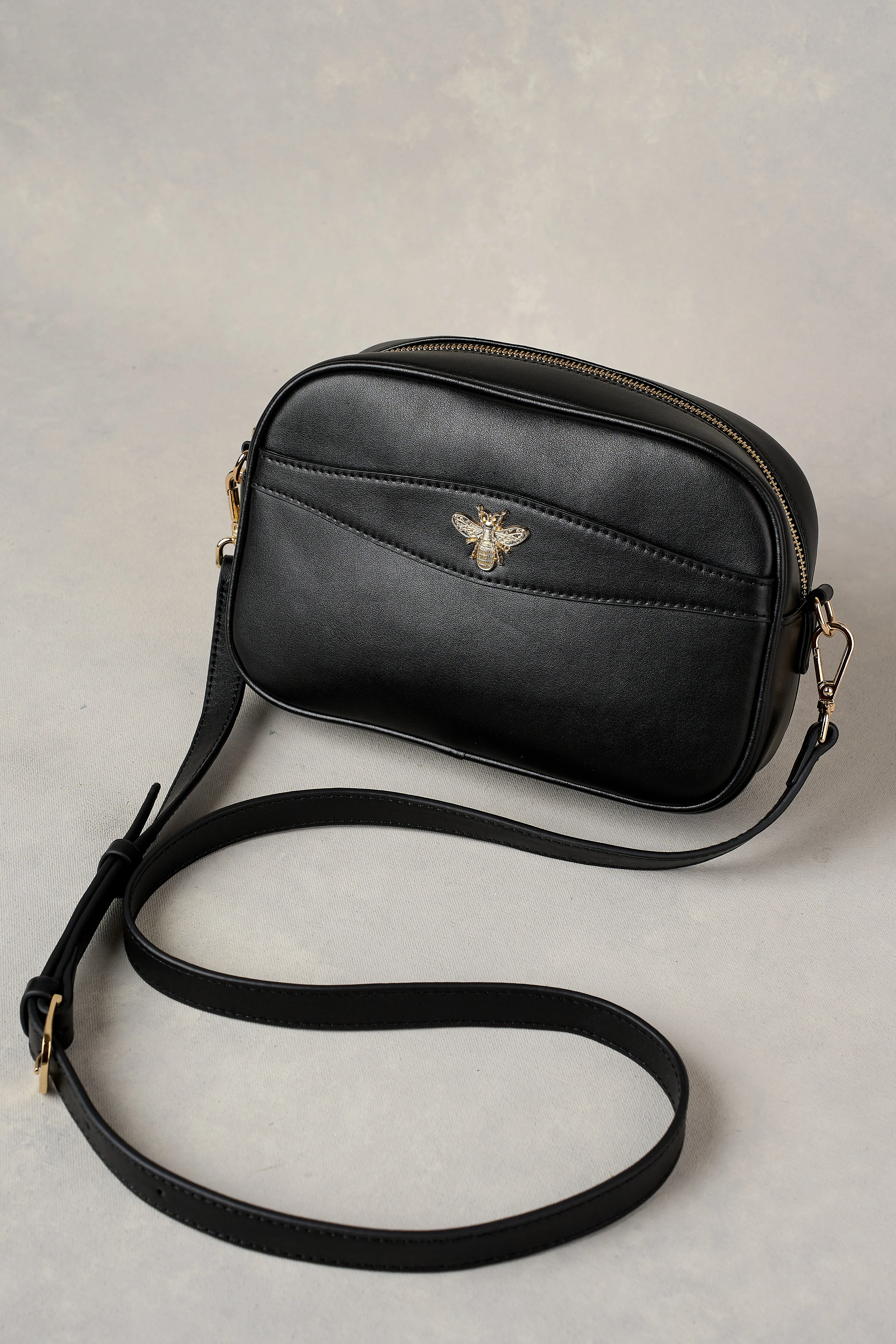 Bee Leather Camera Bag - Black