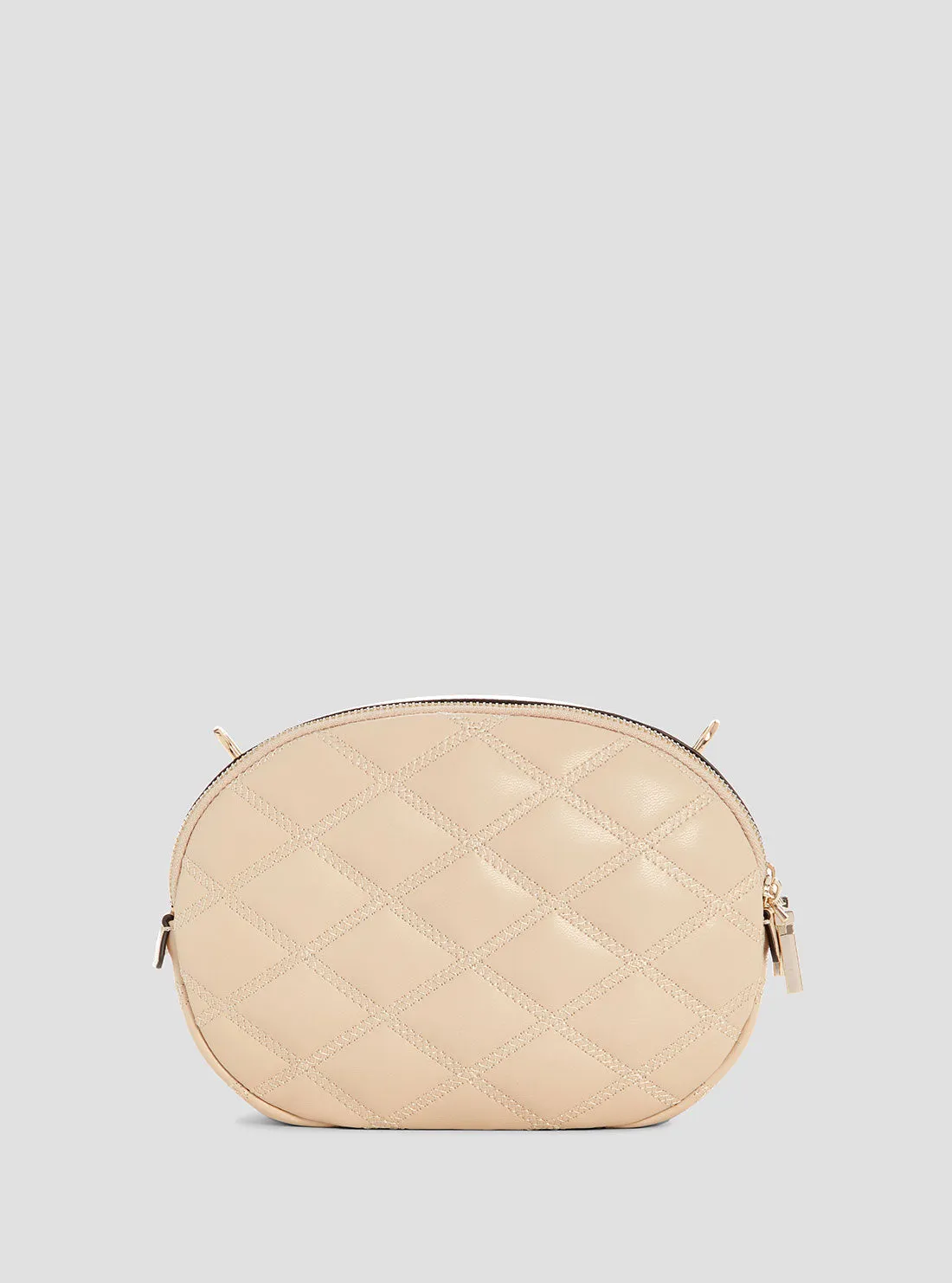 Beige Tamsin Double Zip Crossbody Bag