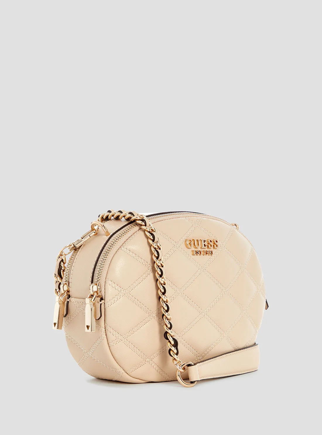 Beige Tamsin Double Zip Crossbody Bag
