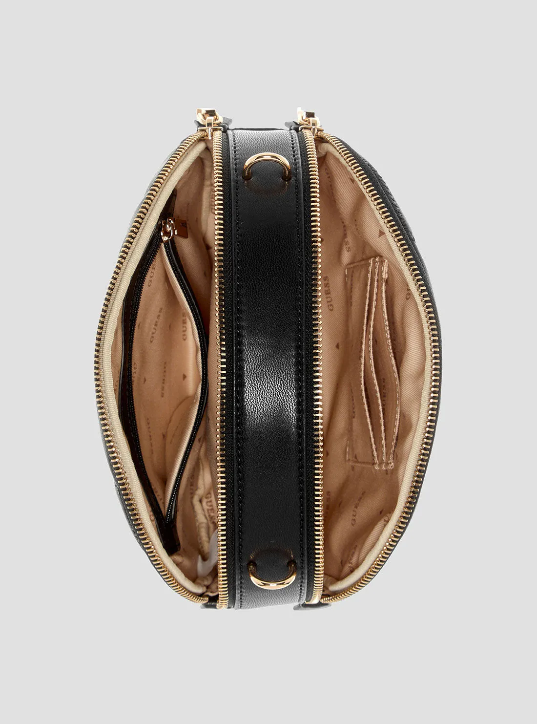 Black Tamsin Double Zip Crossbody