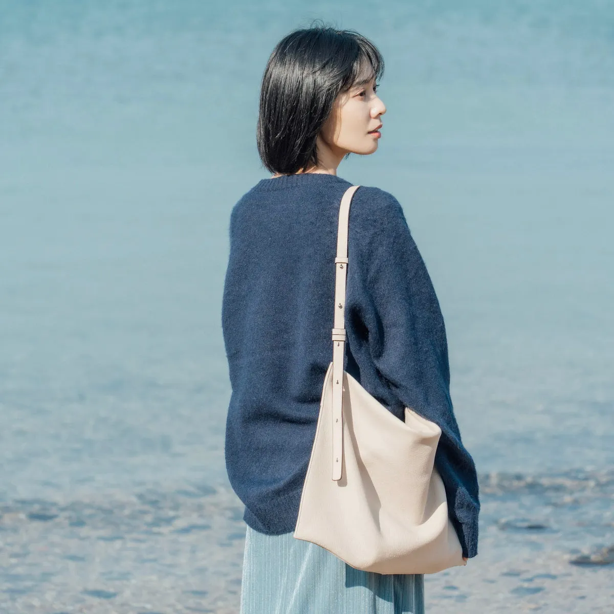 Breezy East-West Leather Tote