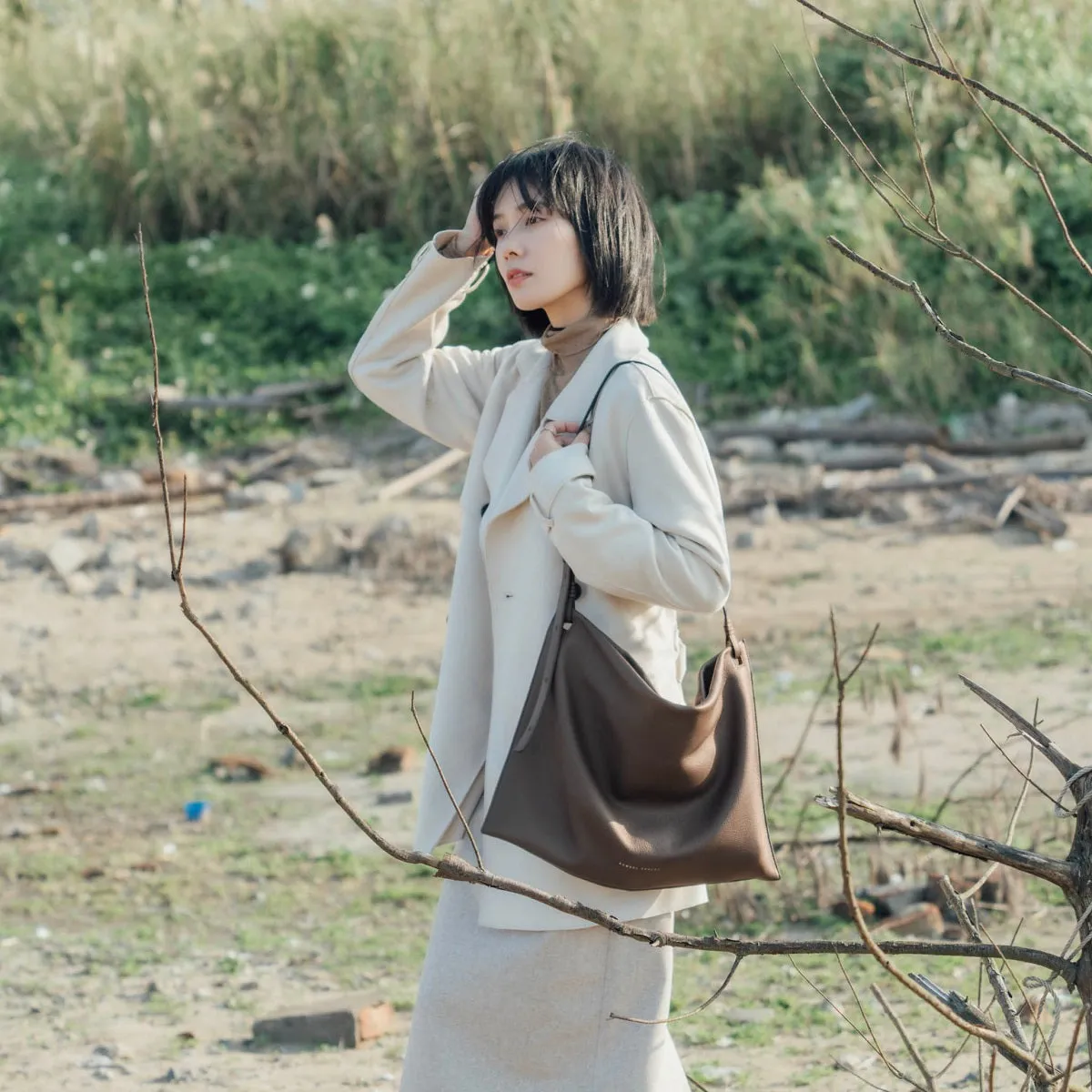Breezy East-West Leather Tote