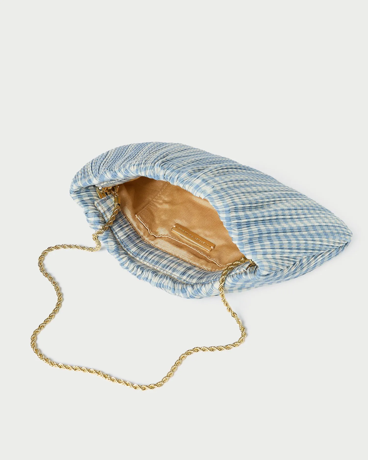 Brit Blue Gingham Pleated Clutch