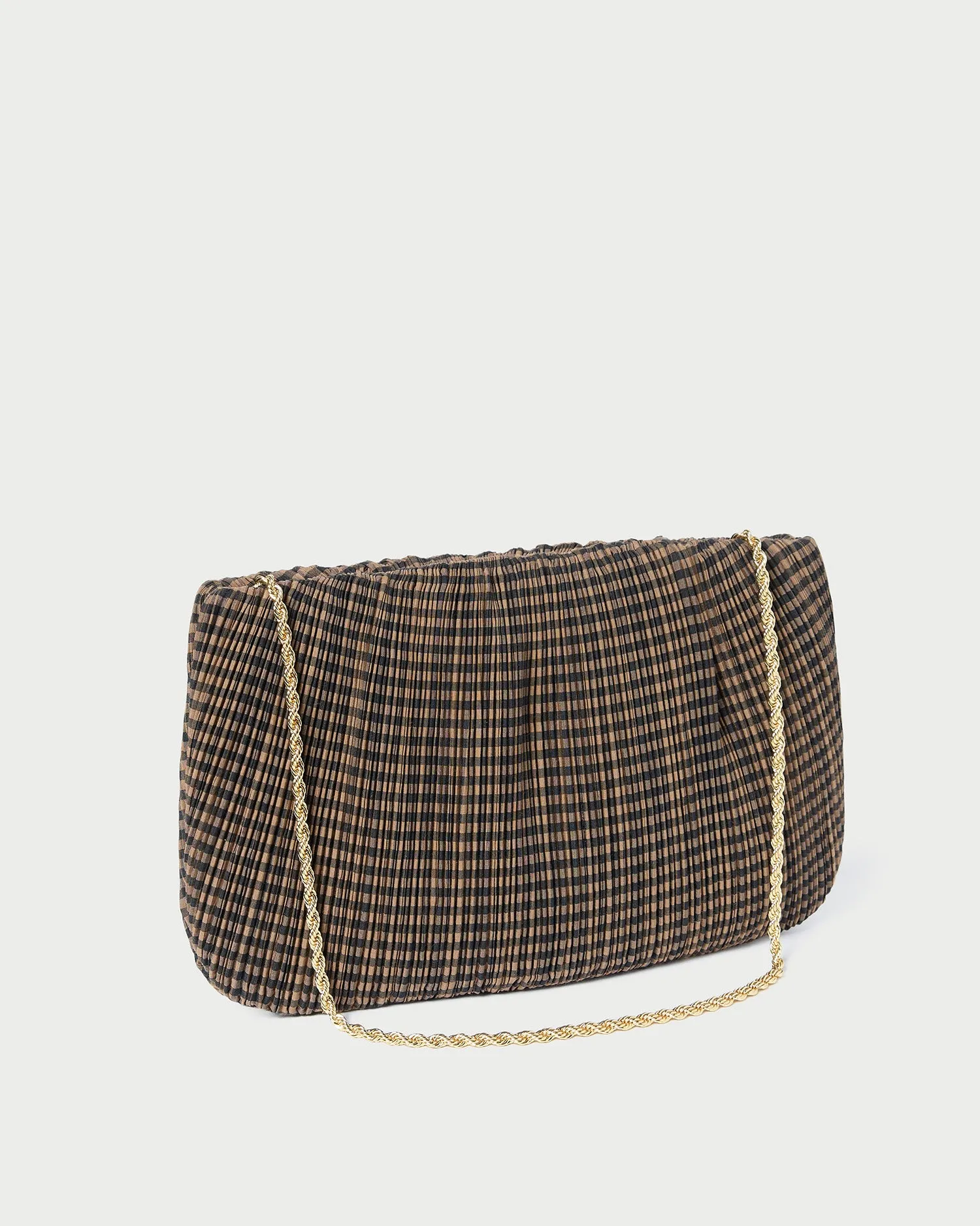 Brit Brown/Black Check Pleated Clutch