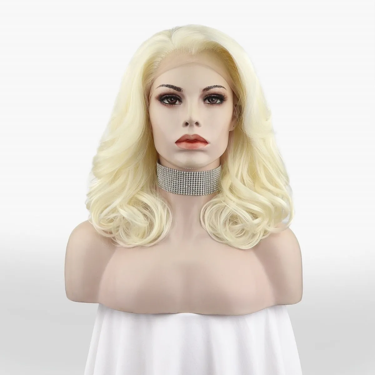 Buttermilk Blonde Shoulder Length Synthetic Lace Front Daily Wigs