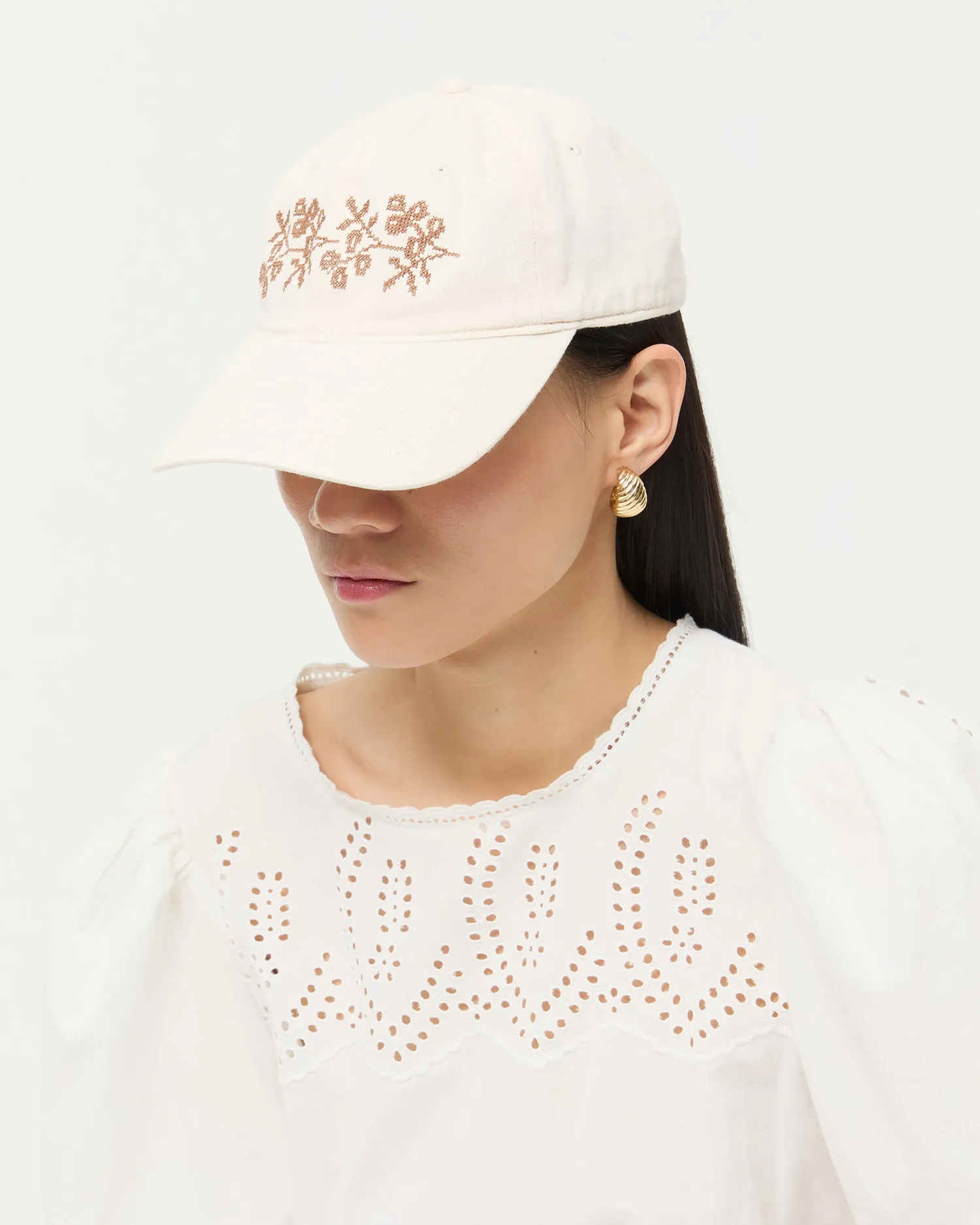 Cairo Natural/Brown Embroidered Cap