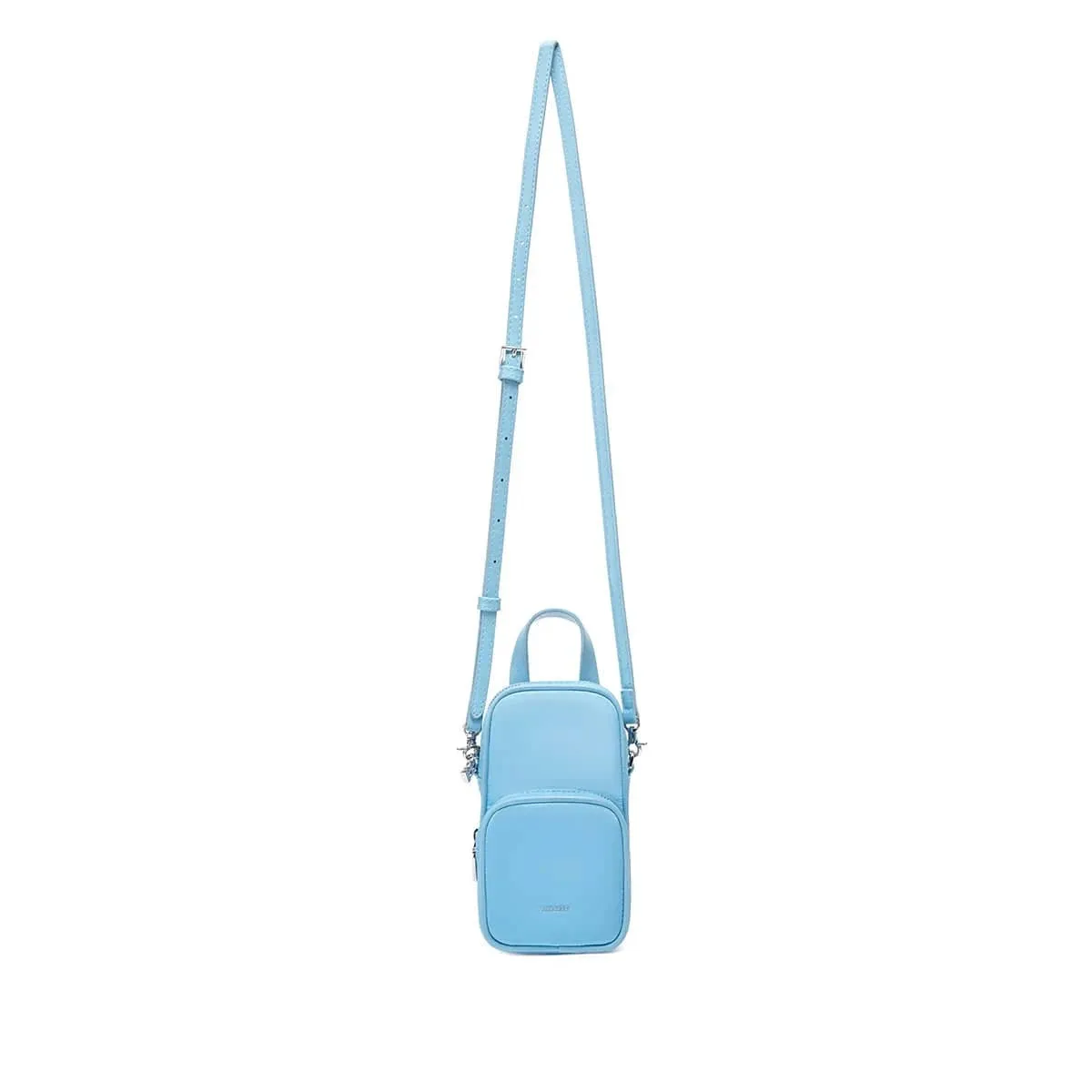 Cassandra Vegan Leather Phone Crossbody | Light Blue Nylon