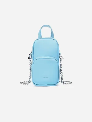 Cassandra Vegan Leather Phone Crossbody | Light Blue Nylon