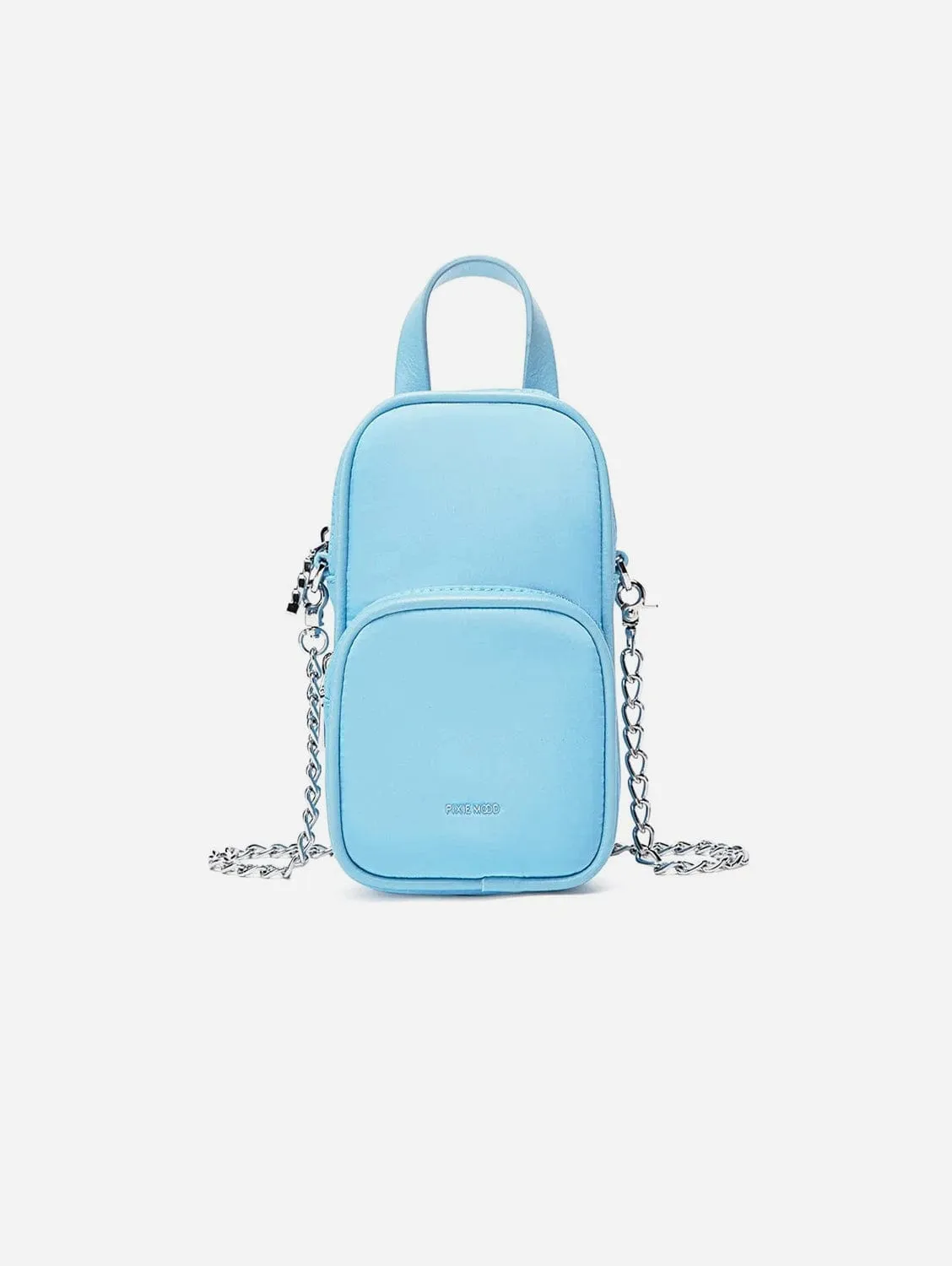 Cassandra Vegan Leather Phone Crossbody | Light Blue Nylon