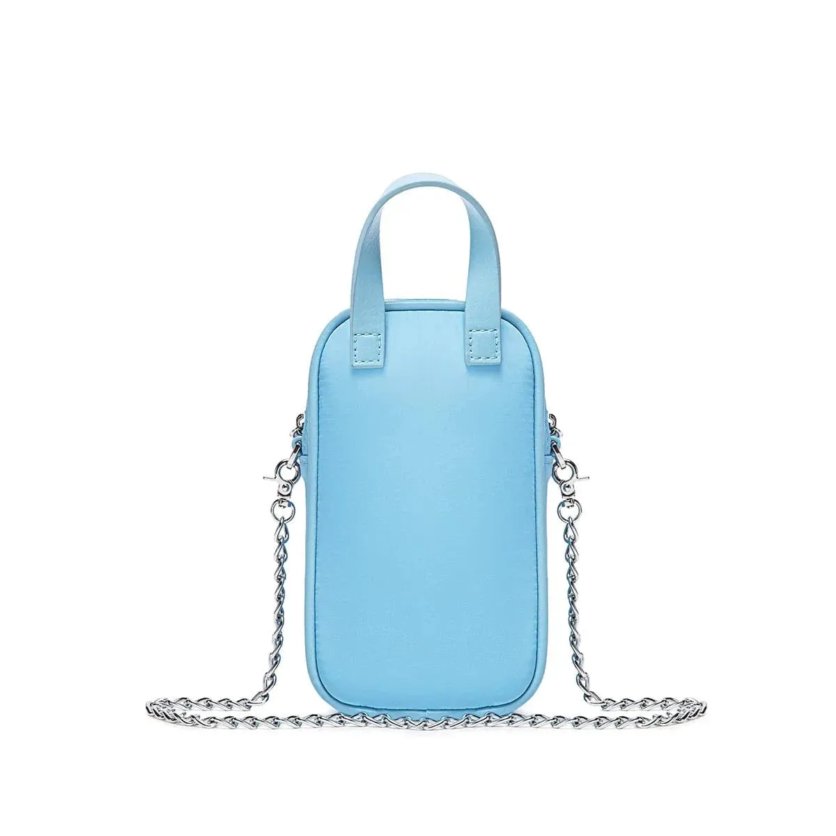 Cassandra Vegan Leather Phone Crossbody | Light Blue Nylon