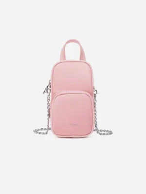 Cassandra Vegan Leather Phone Crossbody | Light Pink Nylon
