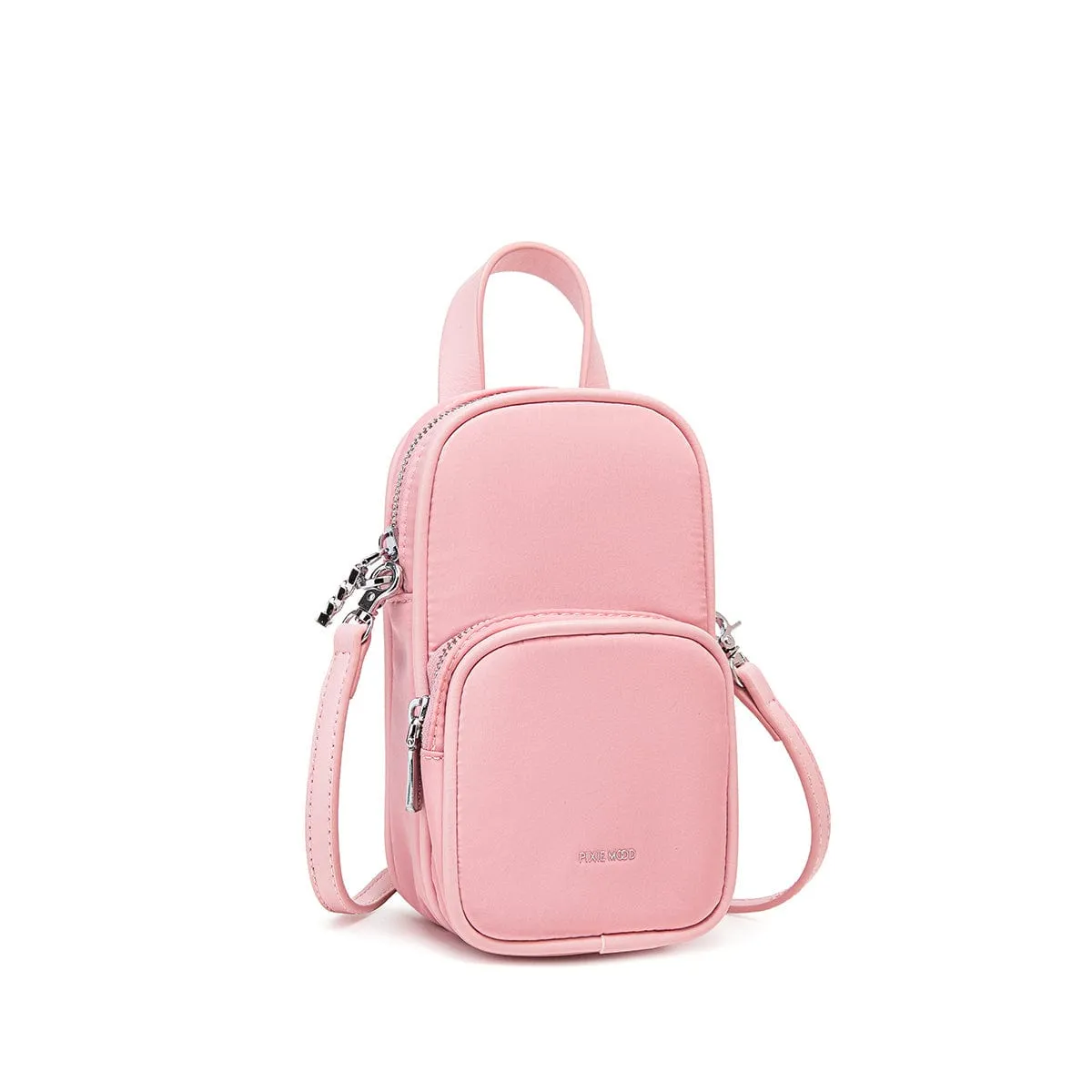 Cassandra Vegan Leather Phone Crossbody | Light Pink Nylon