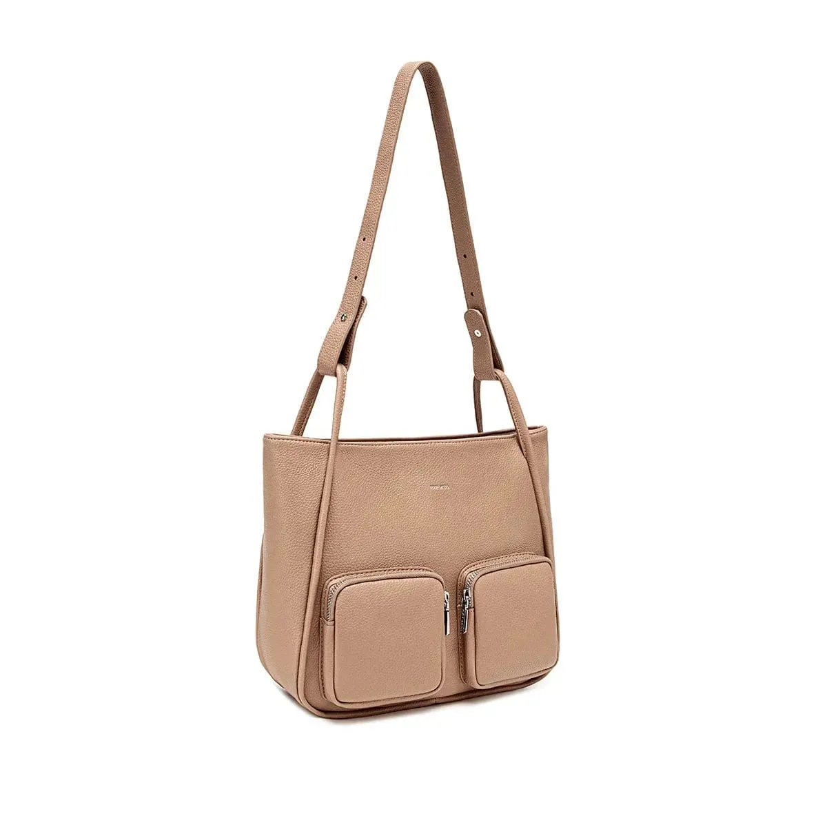 Cathy Vegan Leather Tote | Latte Pebbled