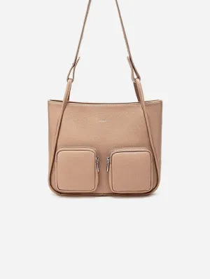 Cathy Vegan Leather Tote | Latte Pebbled
