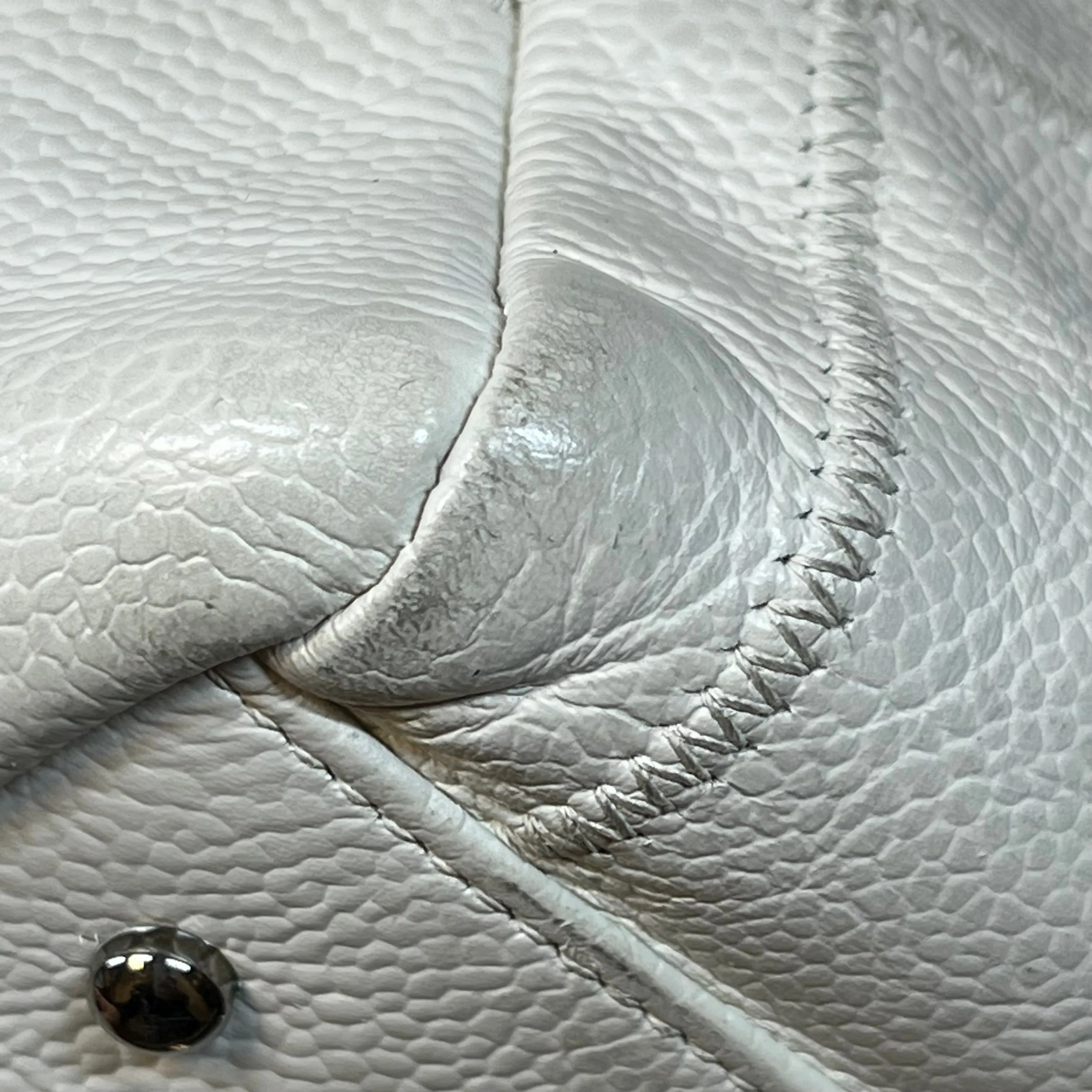CHANEL LAX Bowler White Caviar Square Stitched Satchel Bag