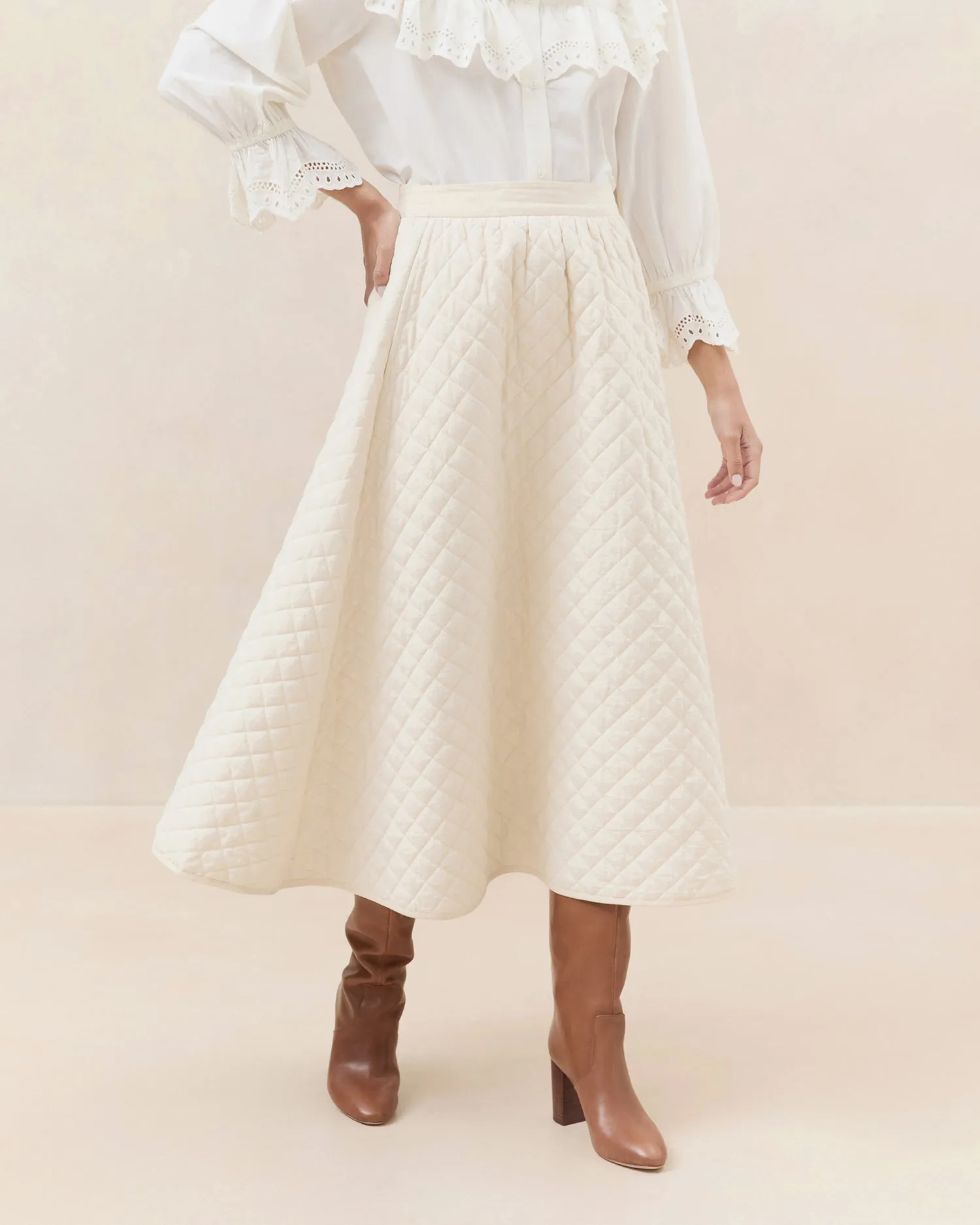 Clara Cream A-Line Skirt