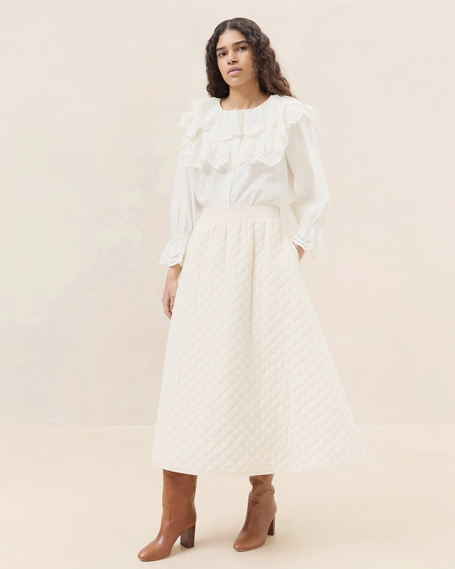 Clara Cream A-Line Skirt