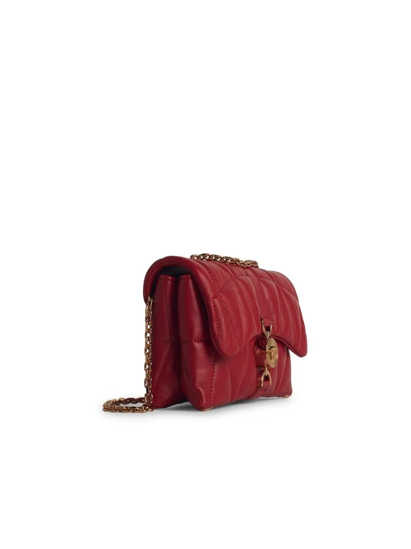 'Cleio' Small Red Leather Crossbody Bag