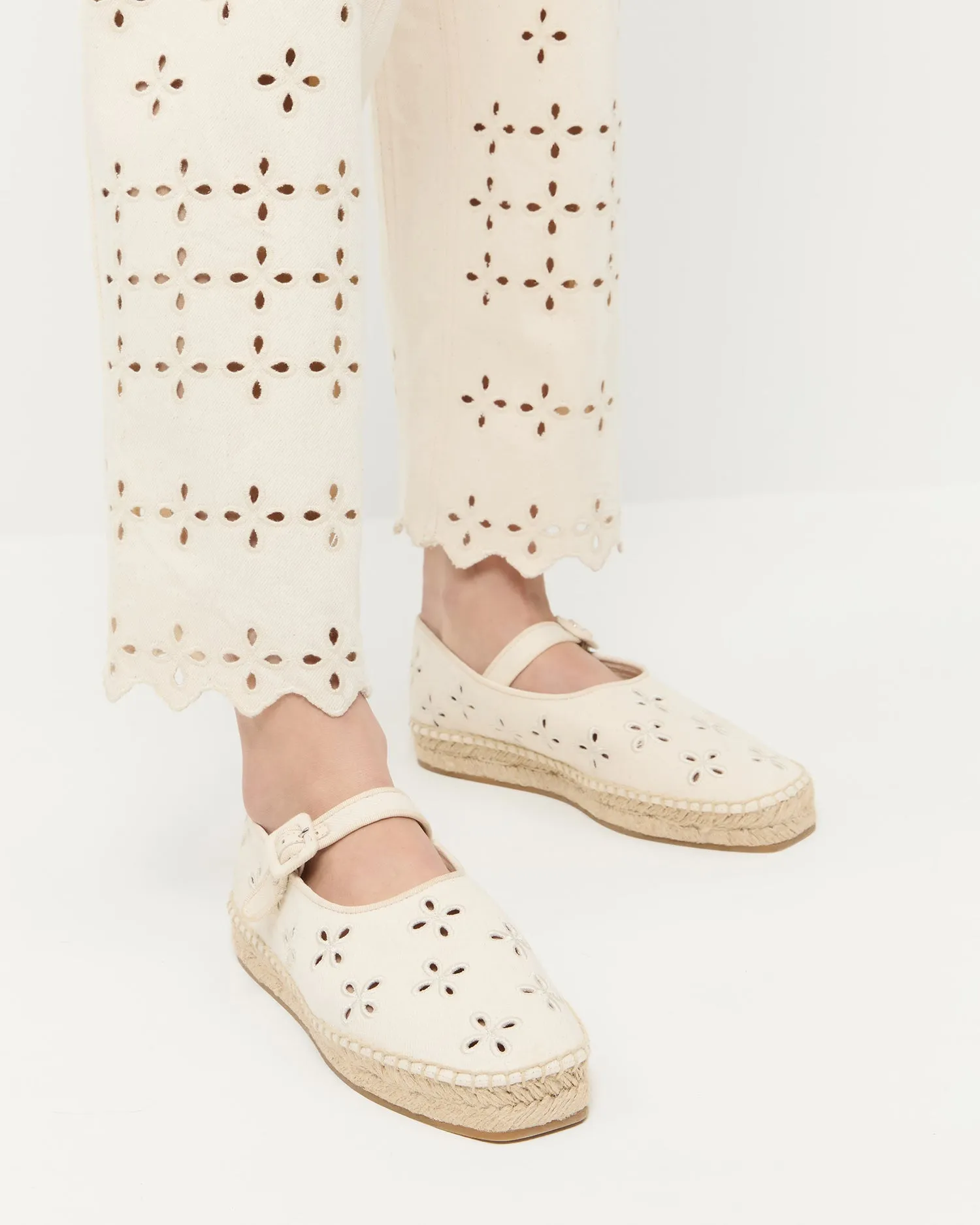 Clover Natural Embroidered Espadrille