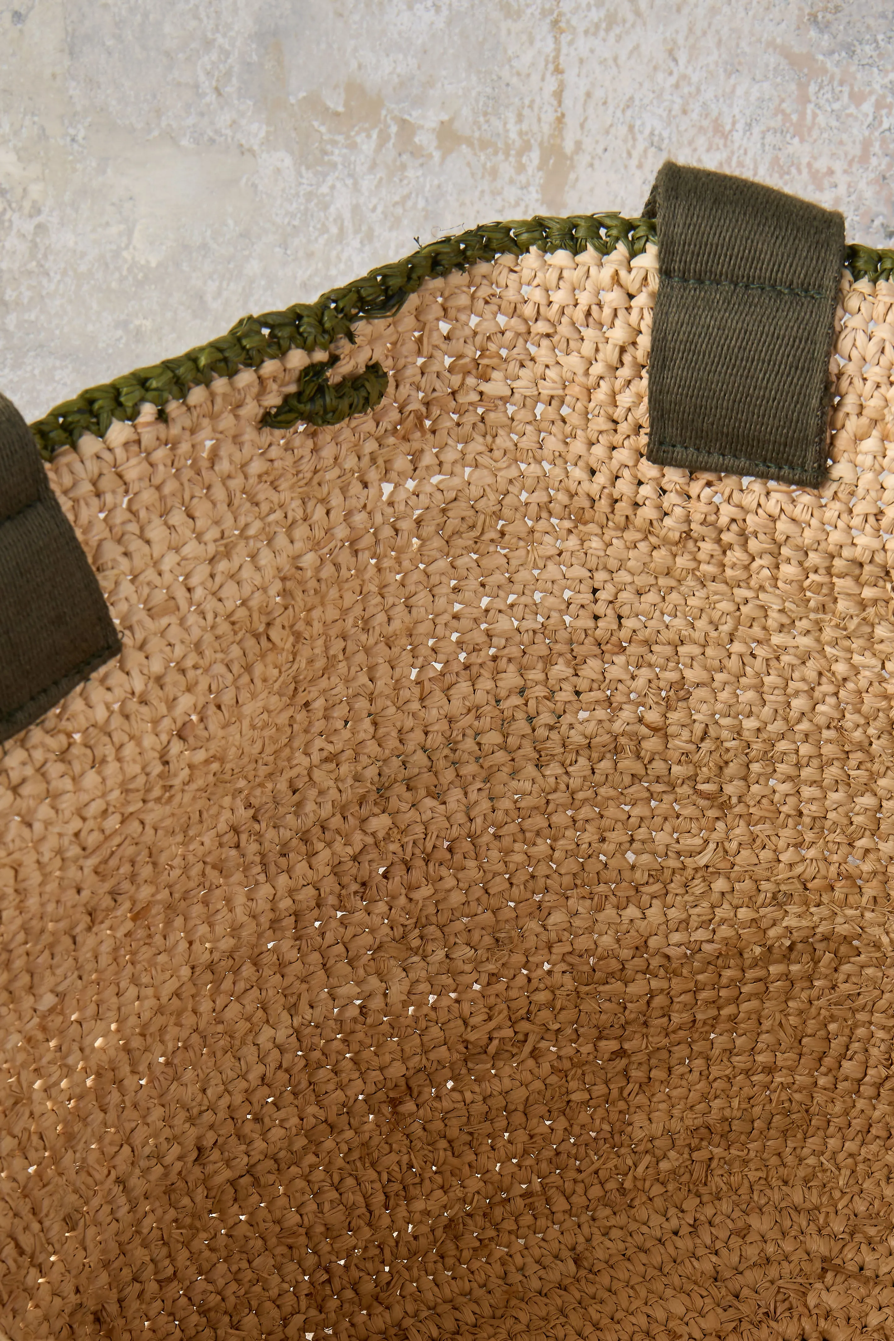 Crochet Raffia Woven Basket - Natural