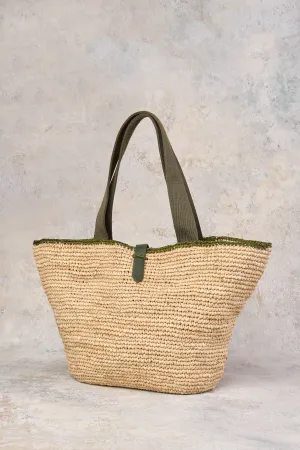 Crochet Raffia Woven Basket - Natural