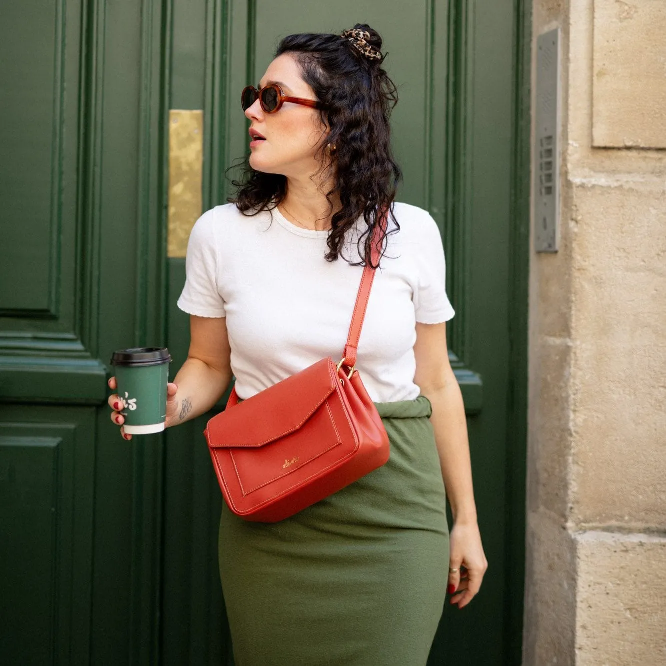 Daisy Maxi Vegan Apple Leather Crossbody | Terracotta