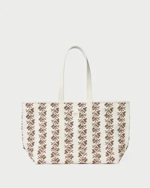 Deanie Natural/Brown Embroidered Tote