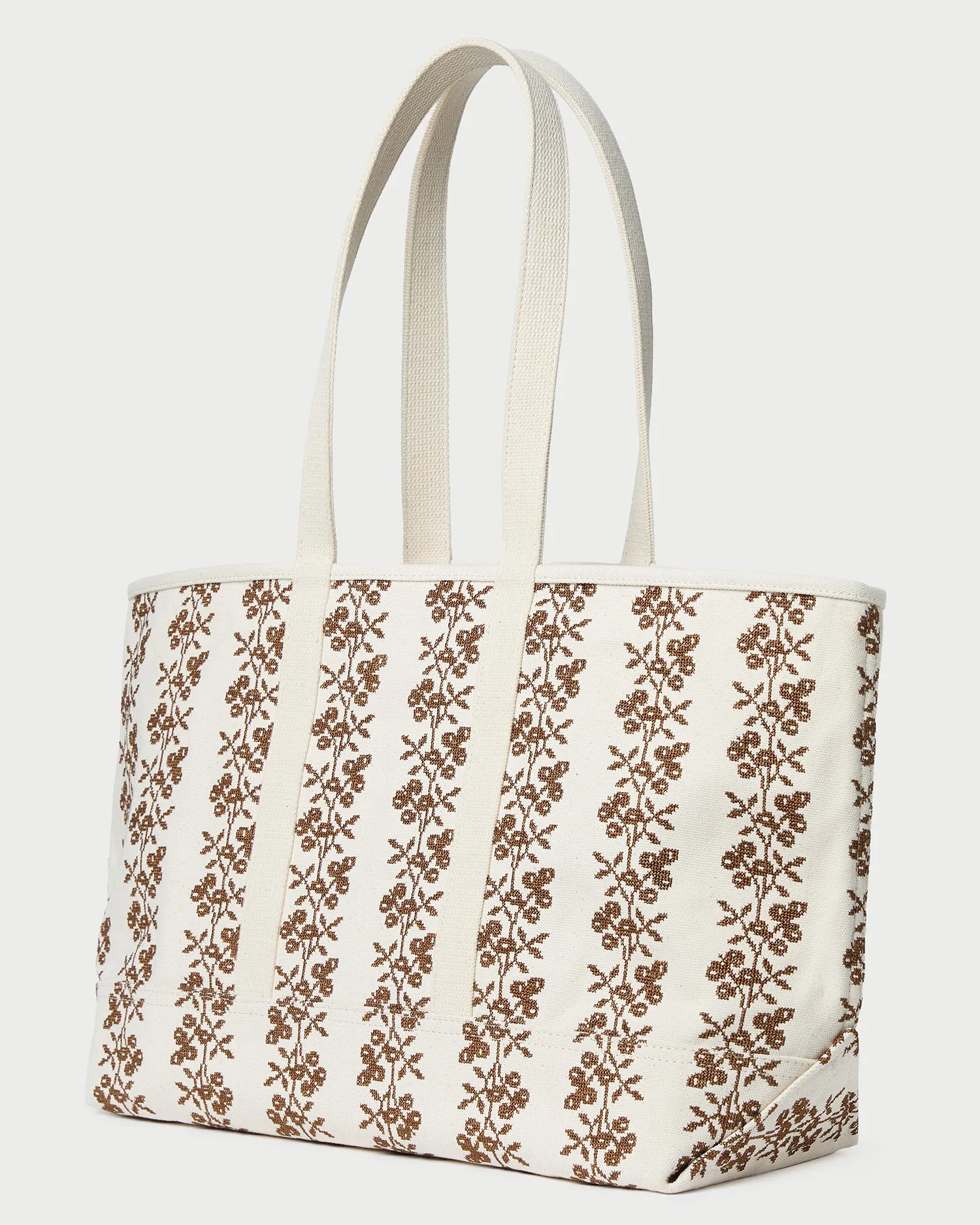 Deanie Natural/Brown Embroidered Tote