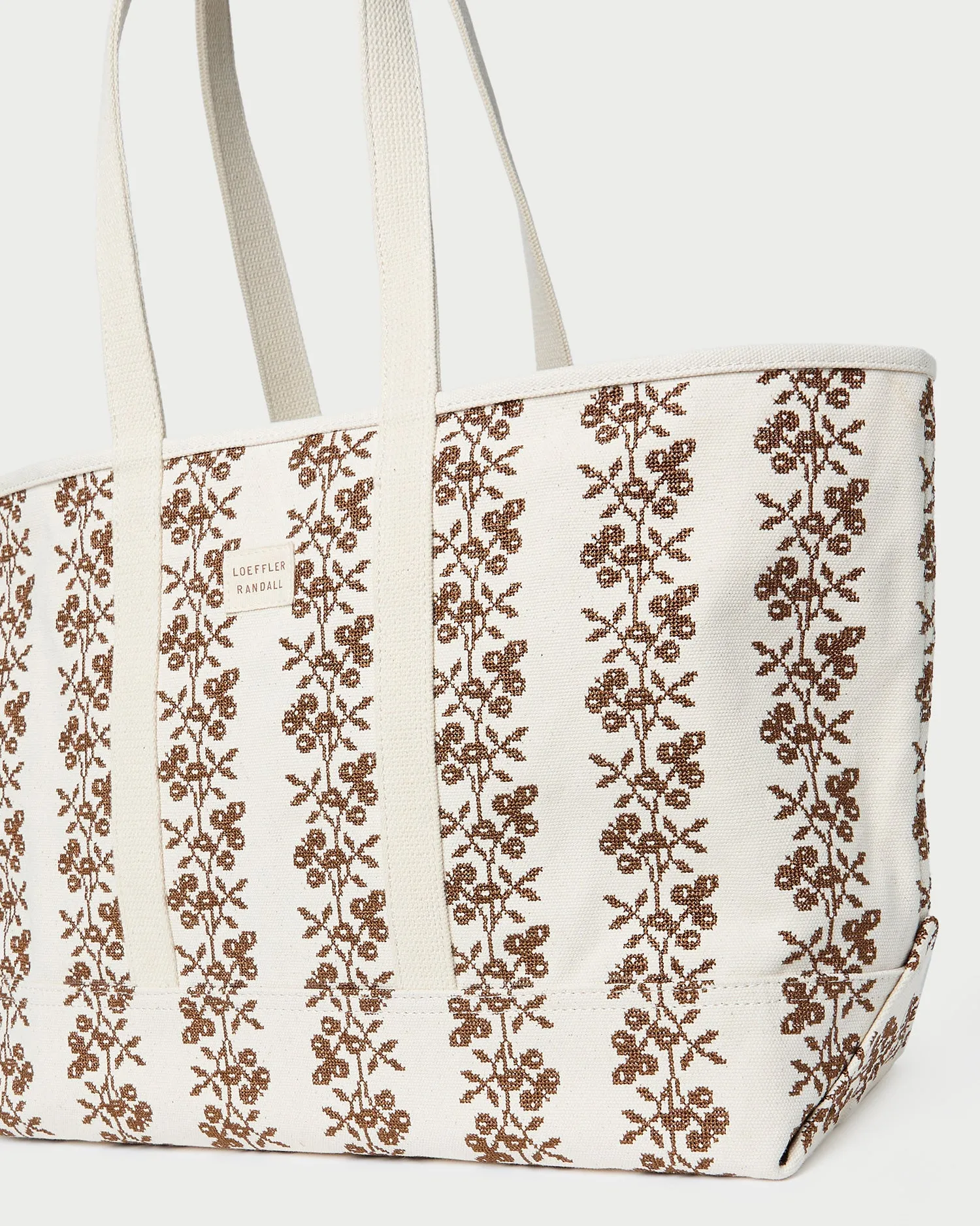 Deanie Natural/Brown Embroidered Tote
