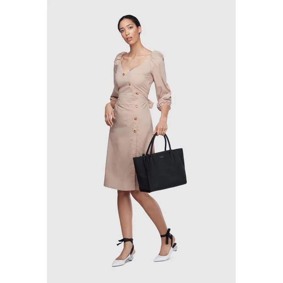 Demi Vegan Leather Winged Tote Bag | Grey
