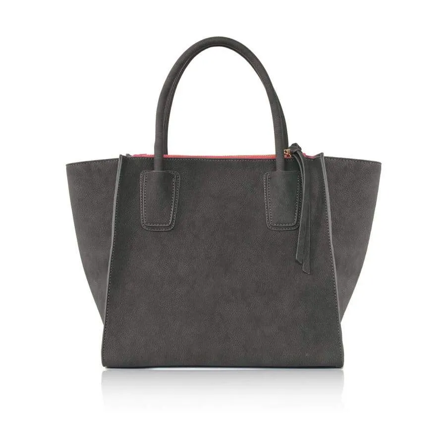 Demi Vegan Leather Winged Tote Bag | Grey