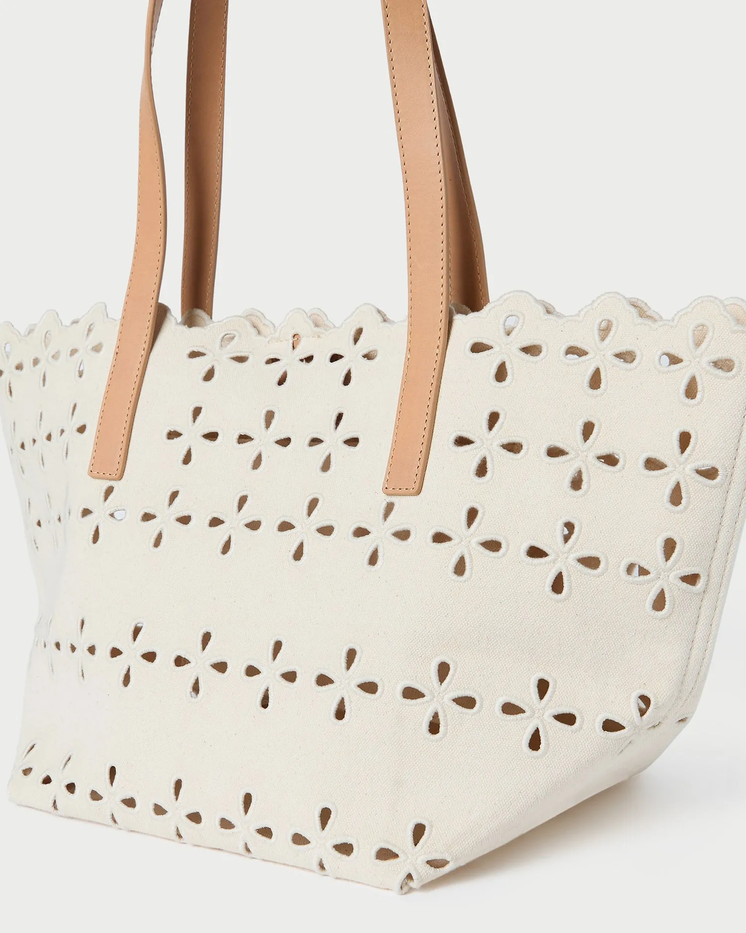 Easton Natural Embroidered Canvas Tote