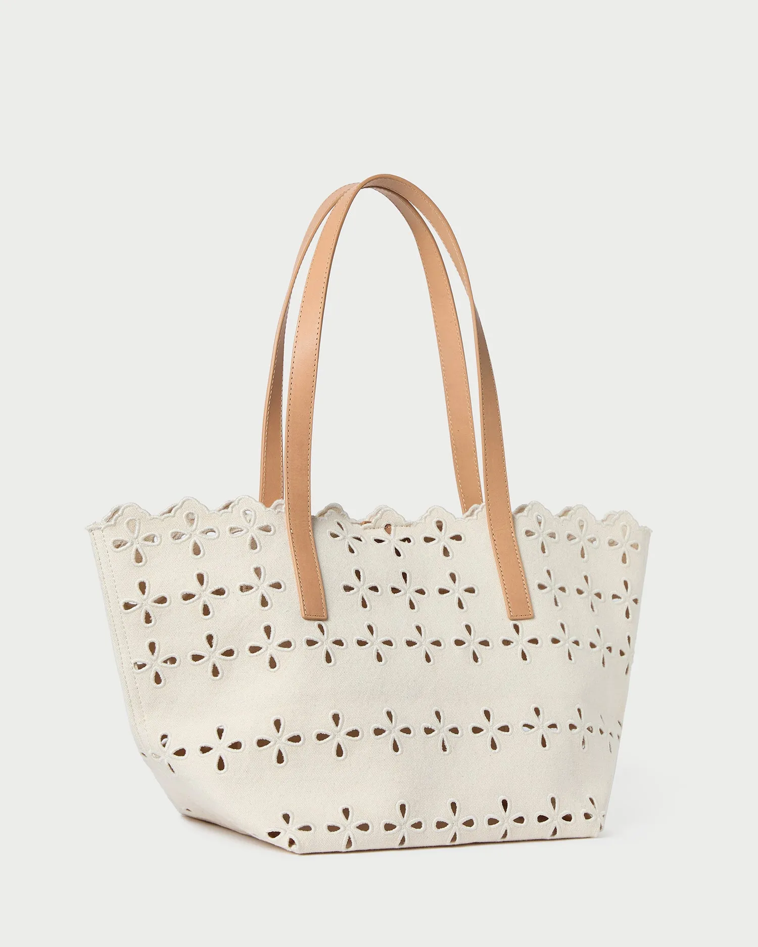 Easton Natural Embroidered Canvas Tote