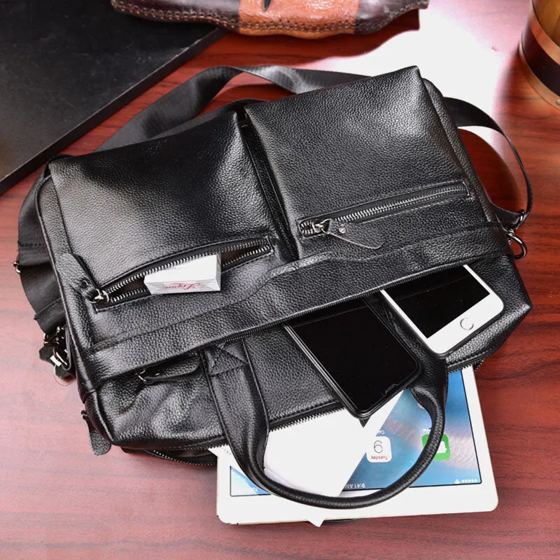 Genuine Leather Business 14 Inch Laptop Bag Briefcase