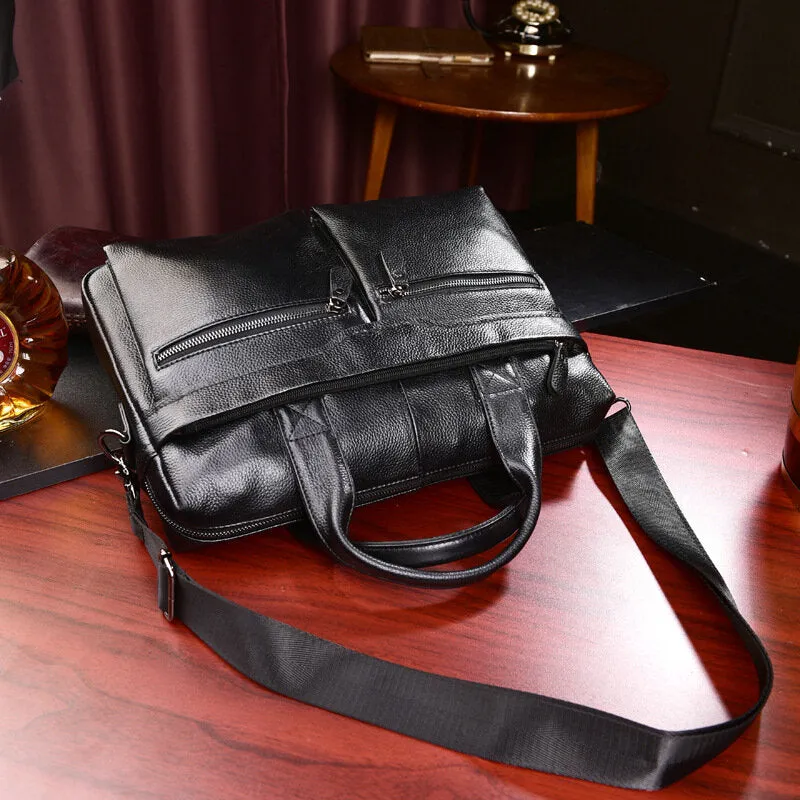 Genuine Leather Business 14 Inch Laptop Bag Briefcase