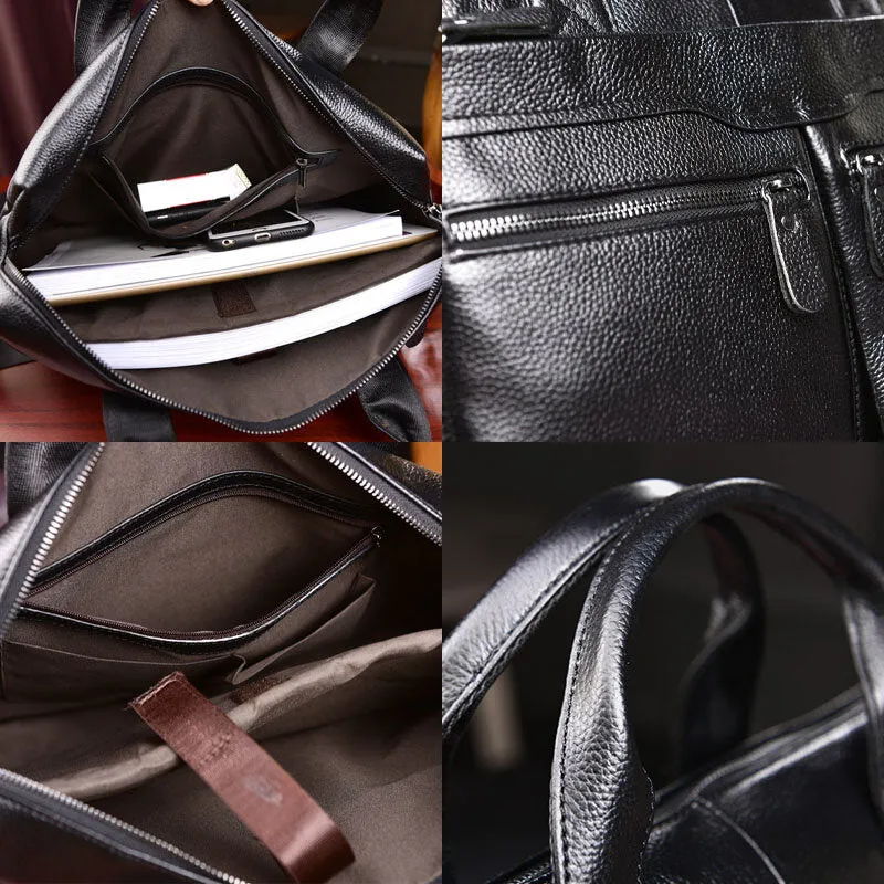 Genuine Leather Business 14 Inch Laptop Bag Briefcase